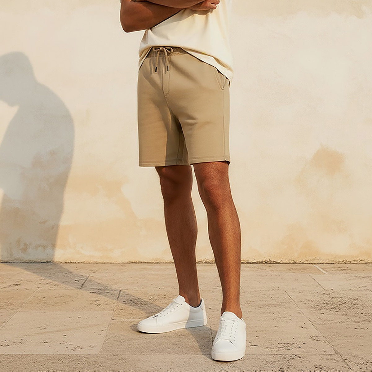 شورت قطن قماش بقصة عادية للرجال-men-clothing-bottoms-shorts-image-1
