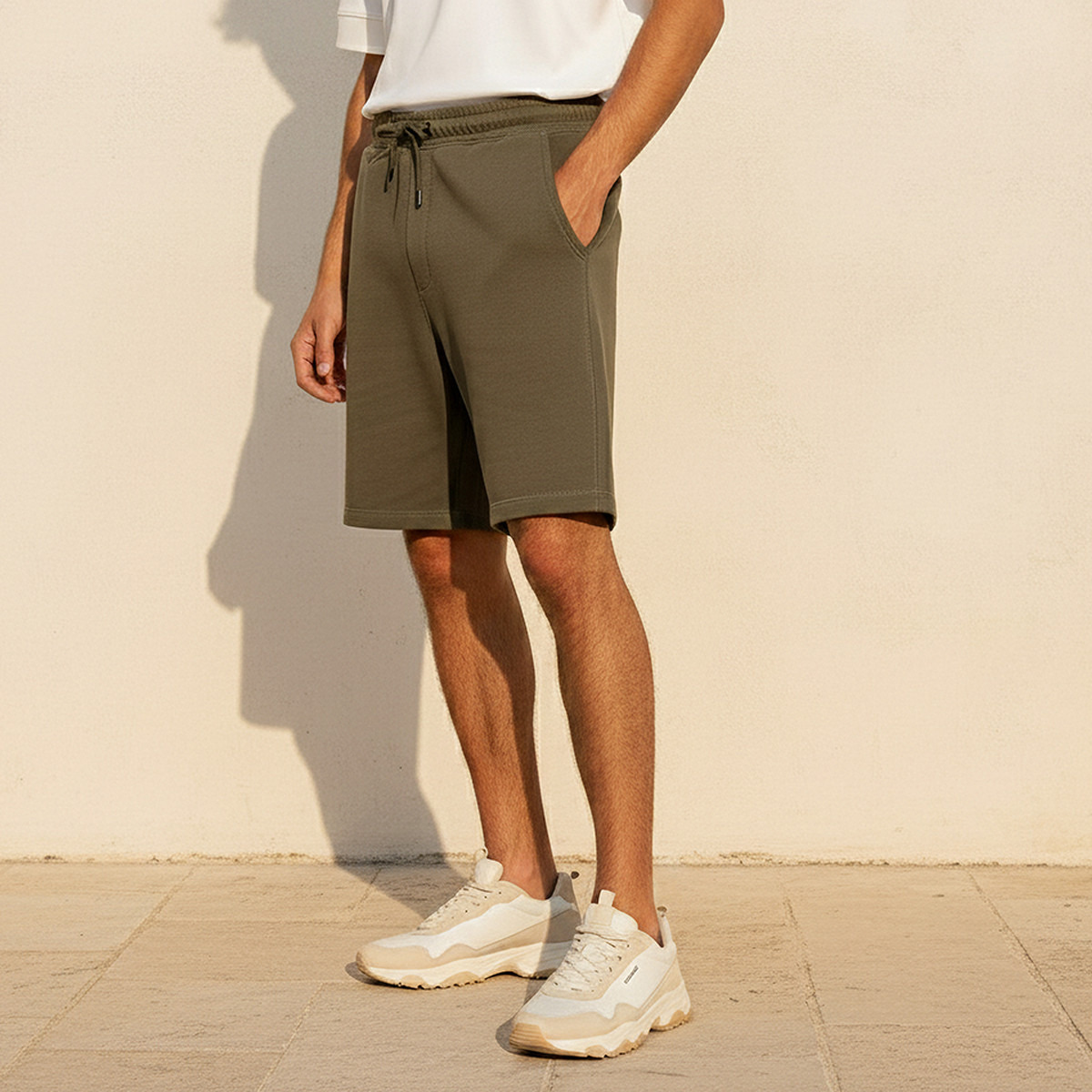 شورت قطن قماش بقصة عادية للرجال-men-clothing-bottoms-shorts-image-1
