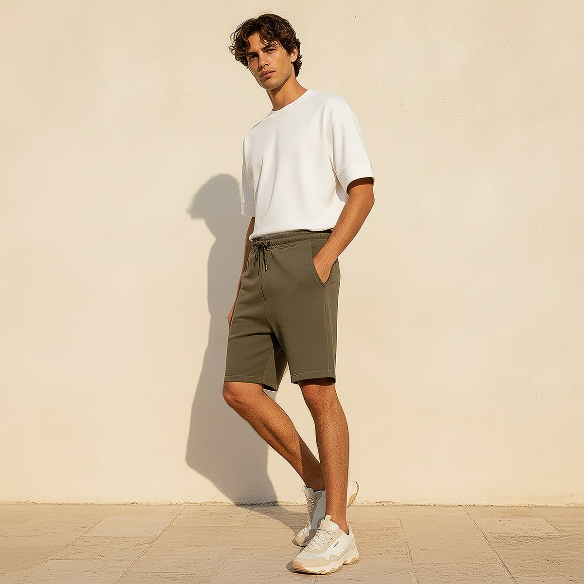 شورت قطن قماش بقصة عادية للرجال-men-clothing-bottoms-shorts-image-3