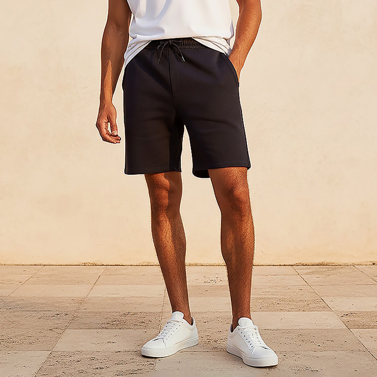 شورت قطن قماش بقصة عادية للرجال-men-clothing-bottoms-shorts-image-1
