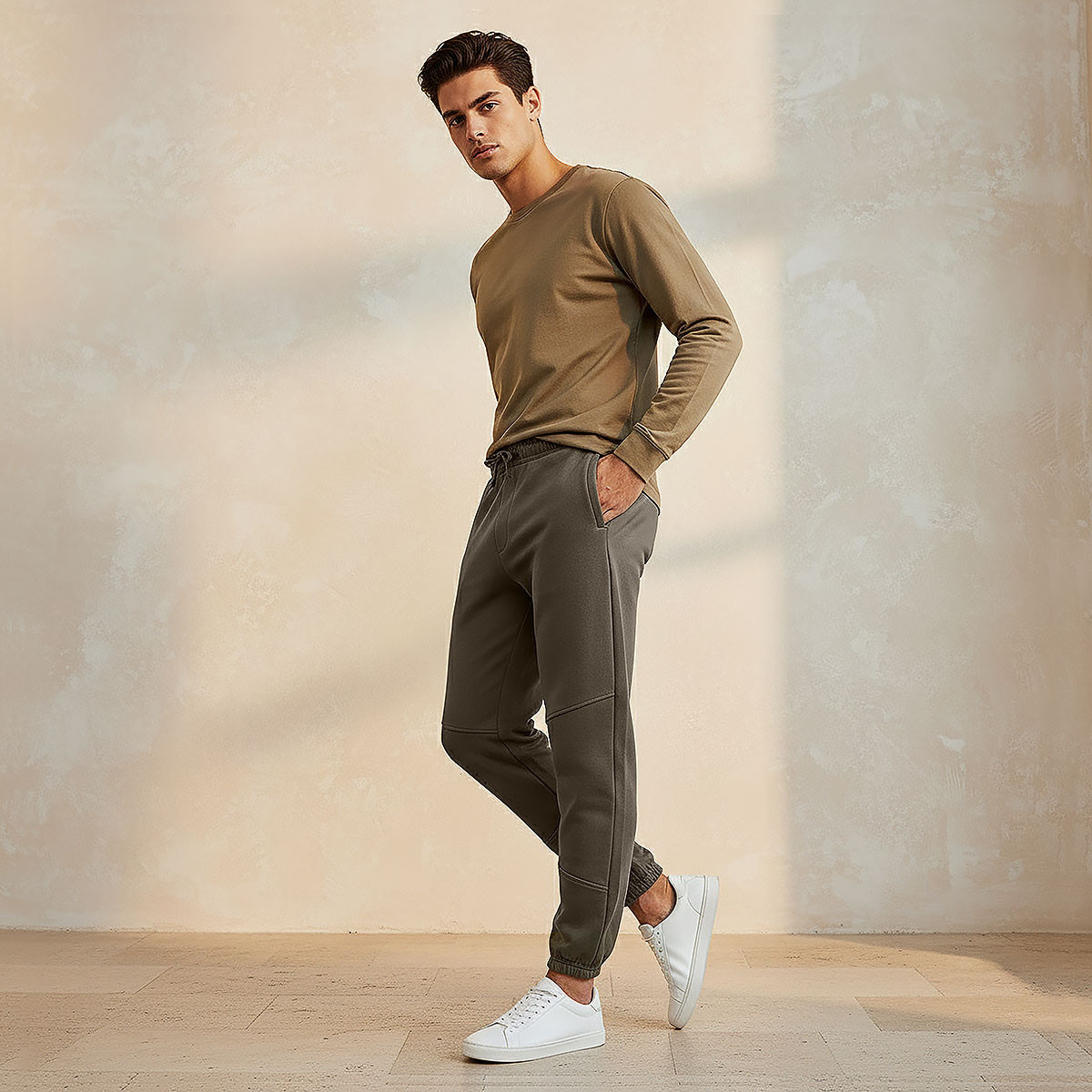 بنطلون رياضي بقصّة عادية ورباط إغلاق للرجال-men-clothing-bottoms-joggers-image-3