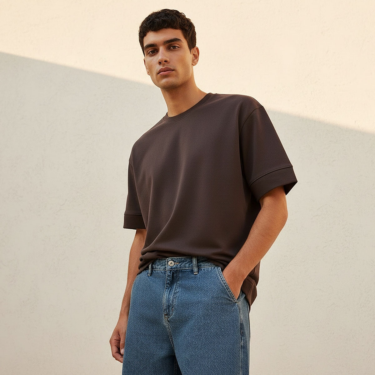 تيشيرت بقصة بوكسي وياقة ضيقة وأكمام قصيرة من سبلاش يوث-men-clothing-tshirtsandpolos-tshirts-image-1