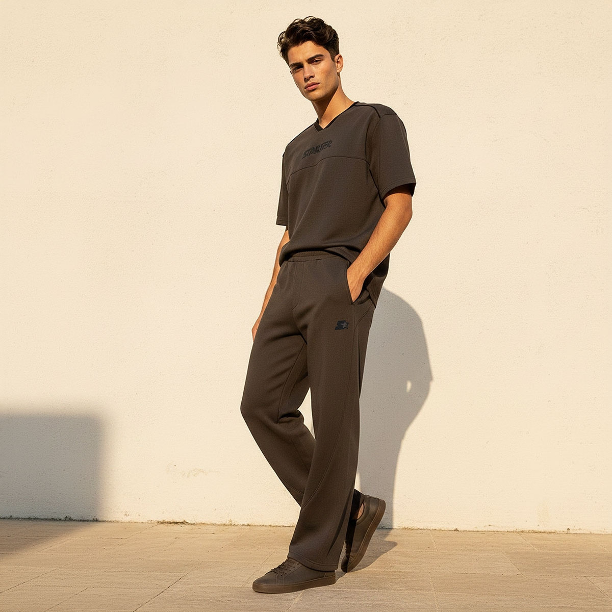 بنطلون رياضي إنترلوك بقصة عادية من ستارتر-men-clothing-bottoms-joggers-image-3