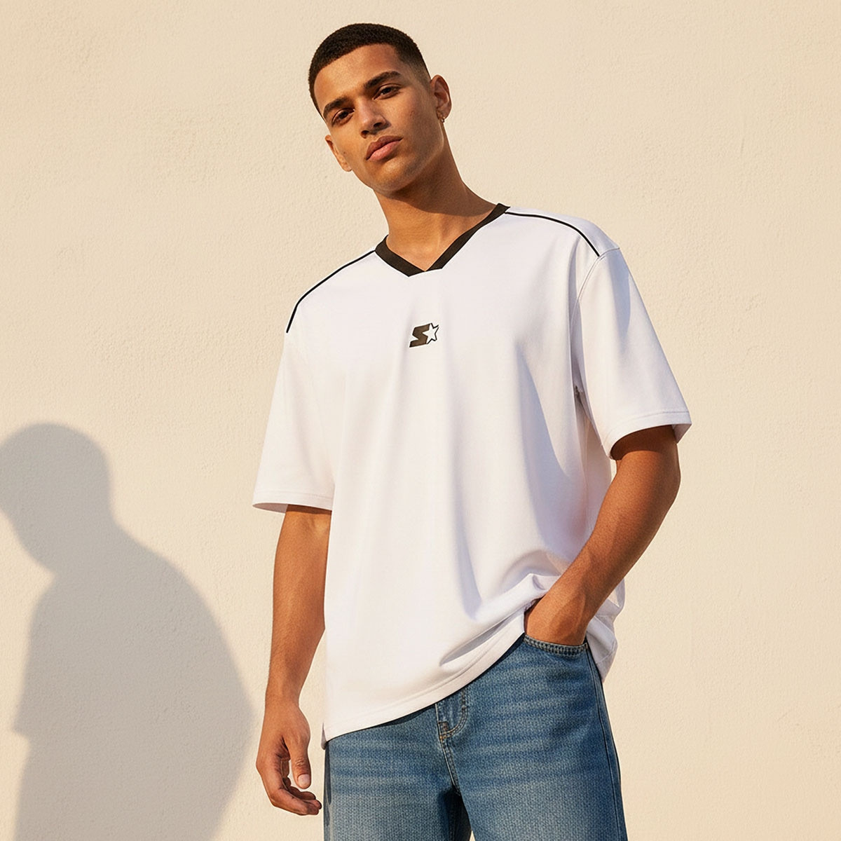 Starter Regular Fit V-Neck Panelled T-shirt-men-clothing-tshirtsandpolos-tshirts-image-1