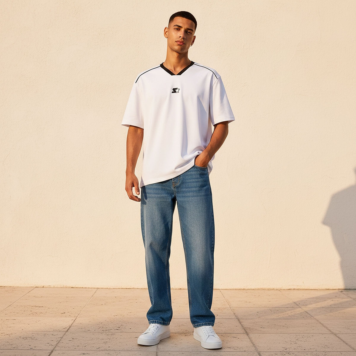 Starter Regular Fit V-Neck Panelled T-shirt-men-clothing-tshirtsandpolos-tshirts-image-3