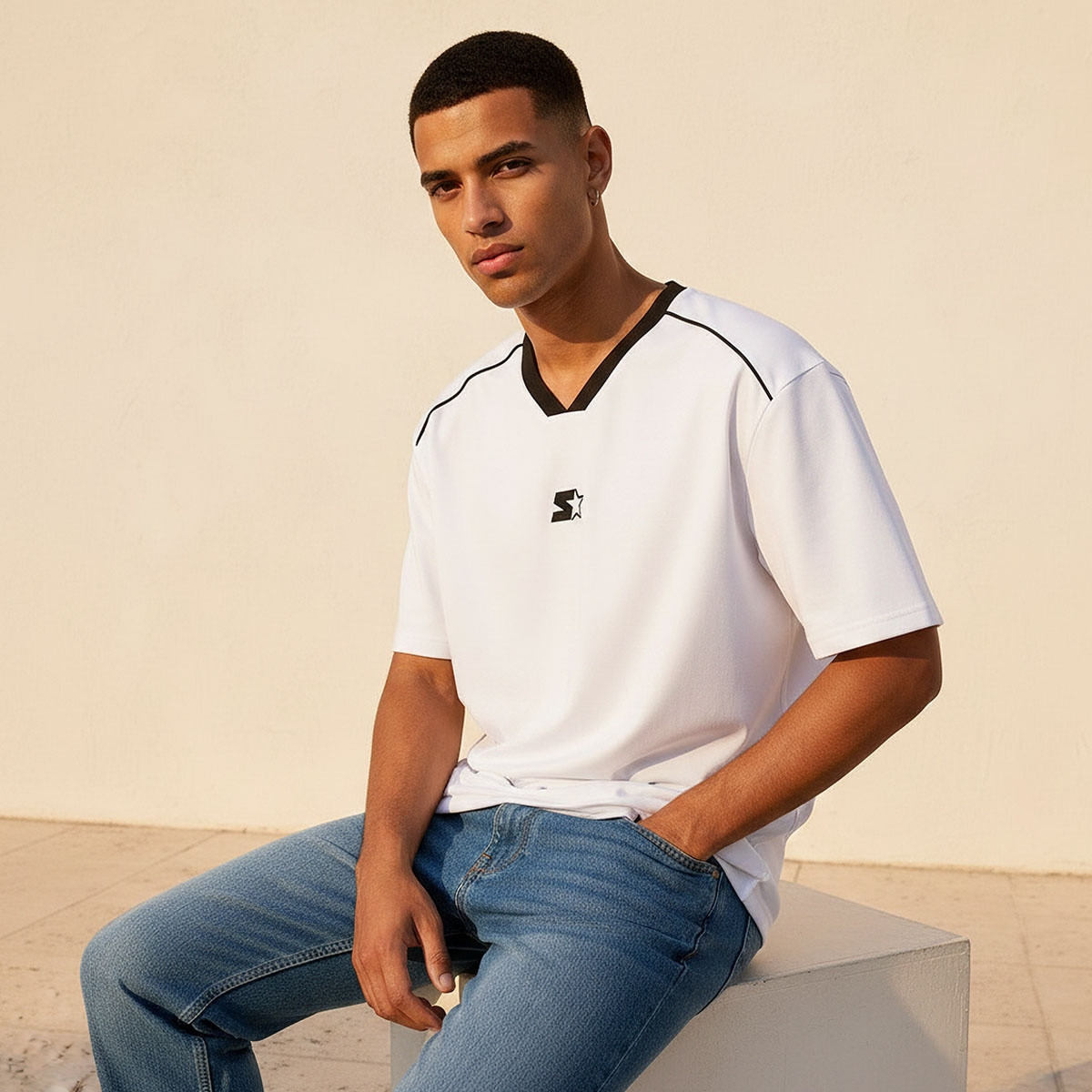 Starter Regular Fit V-Neck Panelled T-shirt-men-clothing-tshirtsandpolos-tshirts-image-5