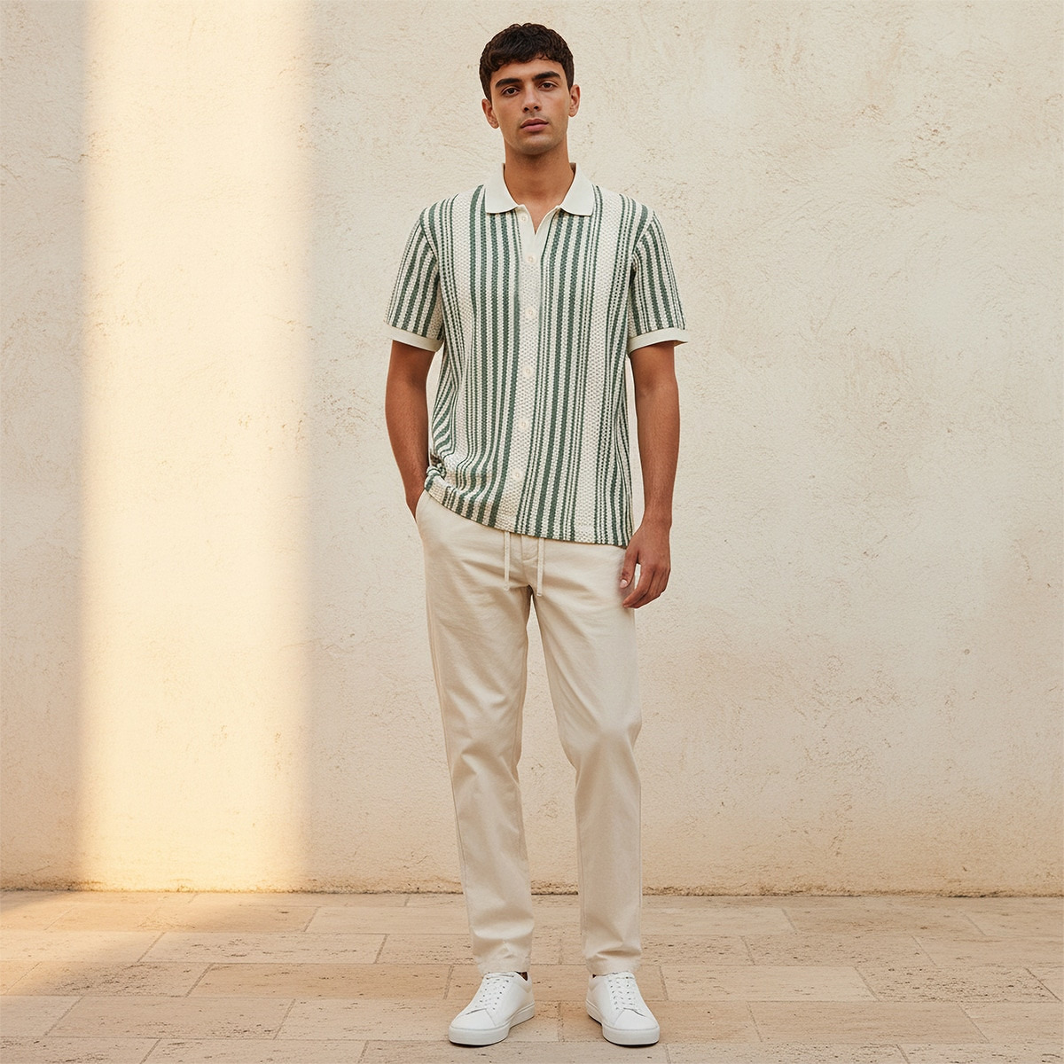 قميص مقلم بأكمام قصيرة وياقة من سبلاش يوث-men-clothing-shirts-image-3