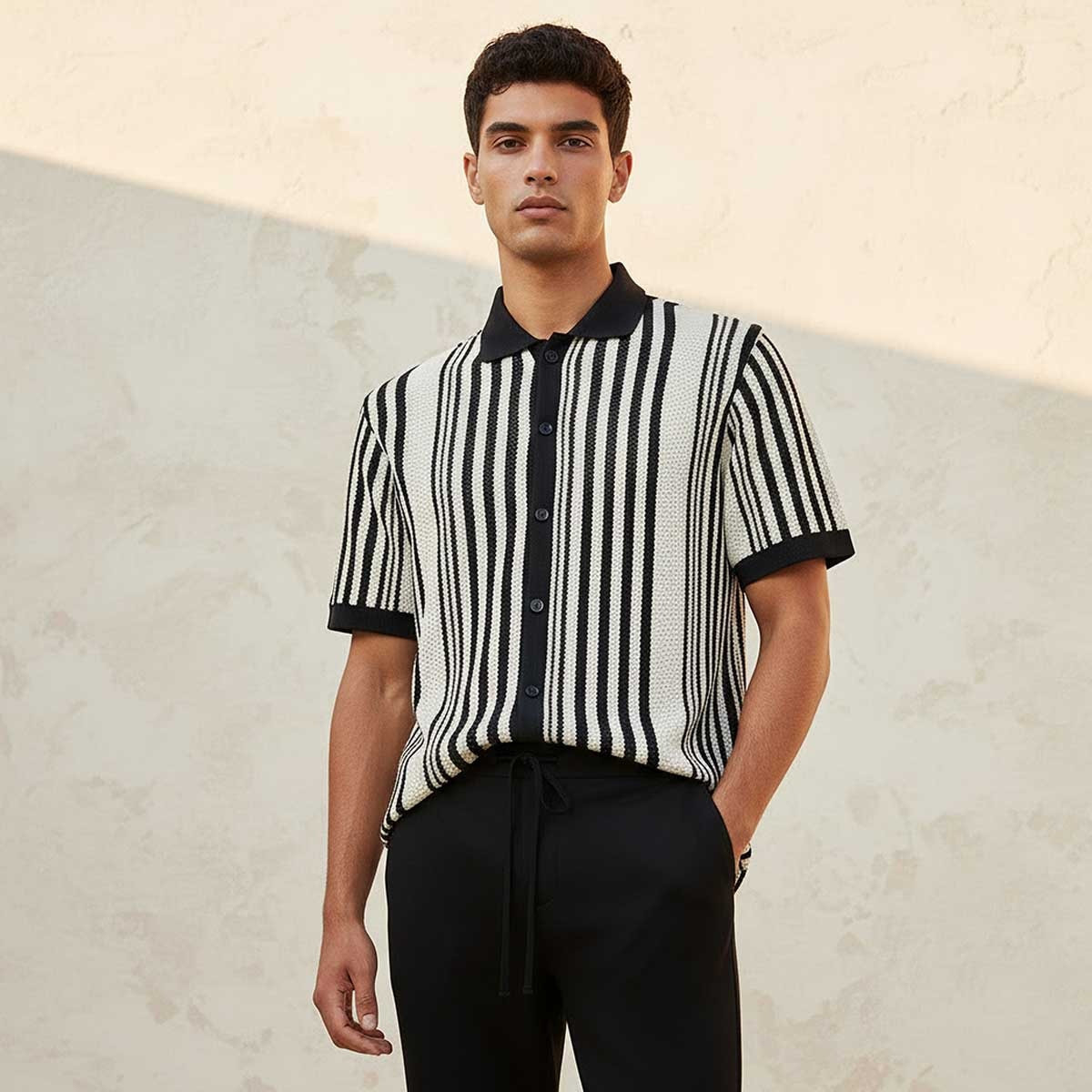 قميص مقلم بأكمام قصيرة من سبلاش يوث-men-clothing-shirts-image-1