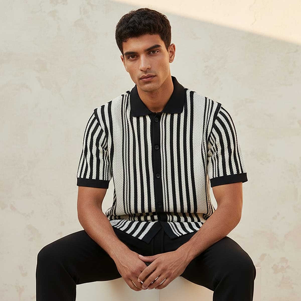 قميص مقلم بأكمام قصيرة من سبلاش يوث-men-clothing-shirts-image-6