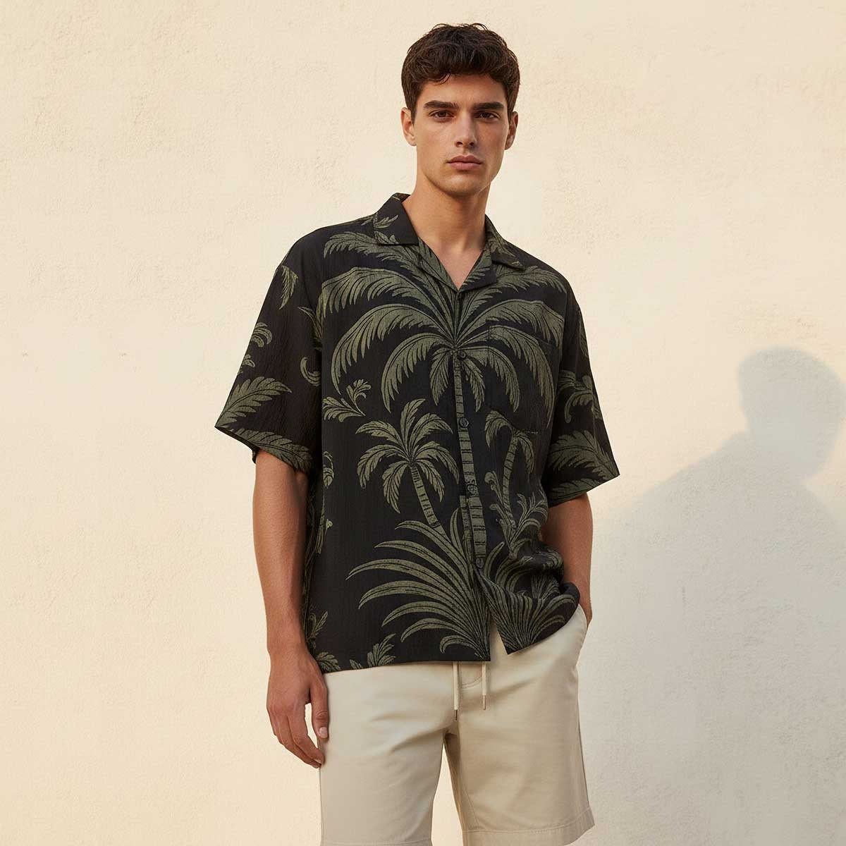 Splash Youth Resort Collar Palm Print Short Sleeves Shirt-men-clothing-shirts-image-1