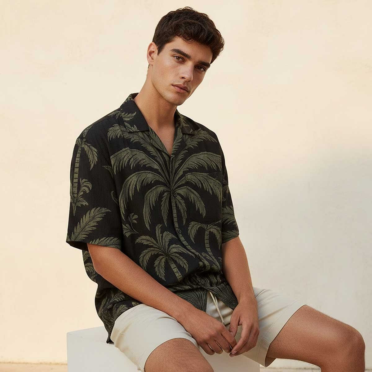 Splash Youth Resort Collar Palm Print Short Sleeves Shirt-men-clothing-shirts-image-6