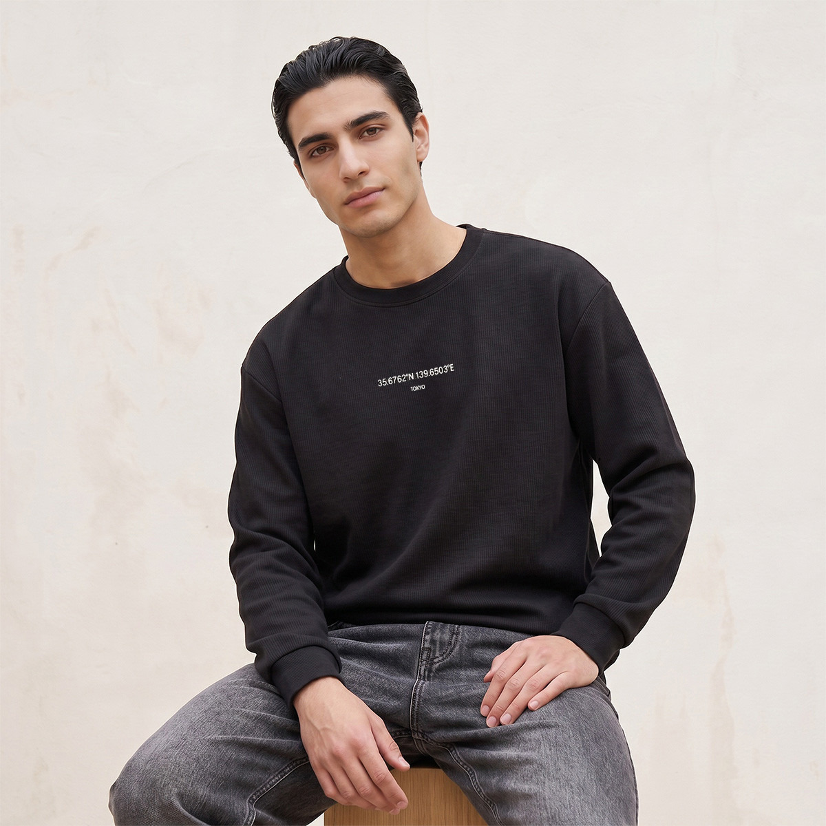 Splash Youth Relaxed Fit Textured Sweatshirt-men-winterwear-hoodiesandsweatshirts-image-1