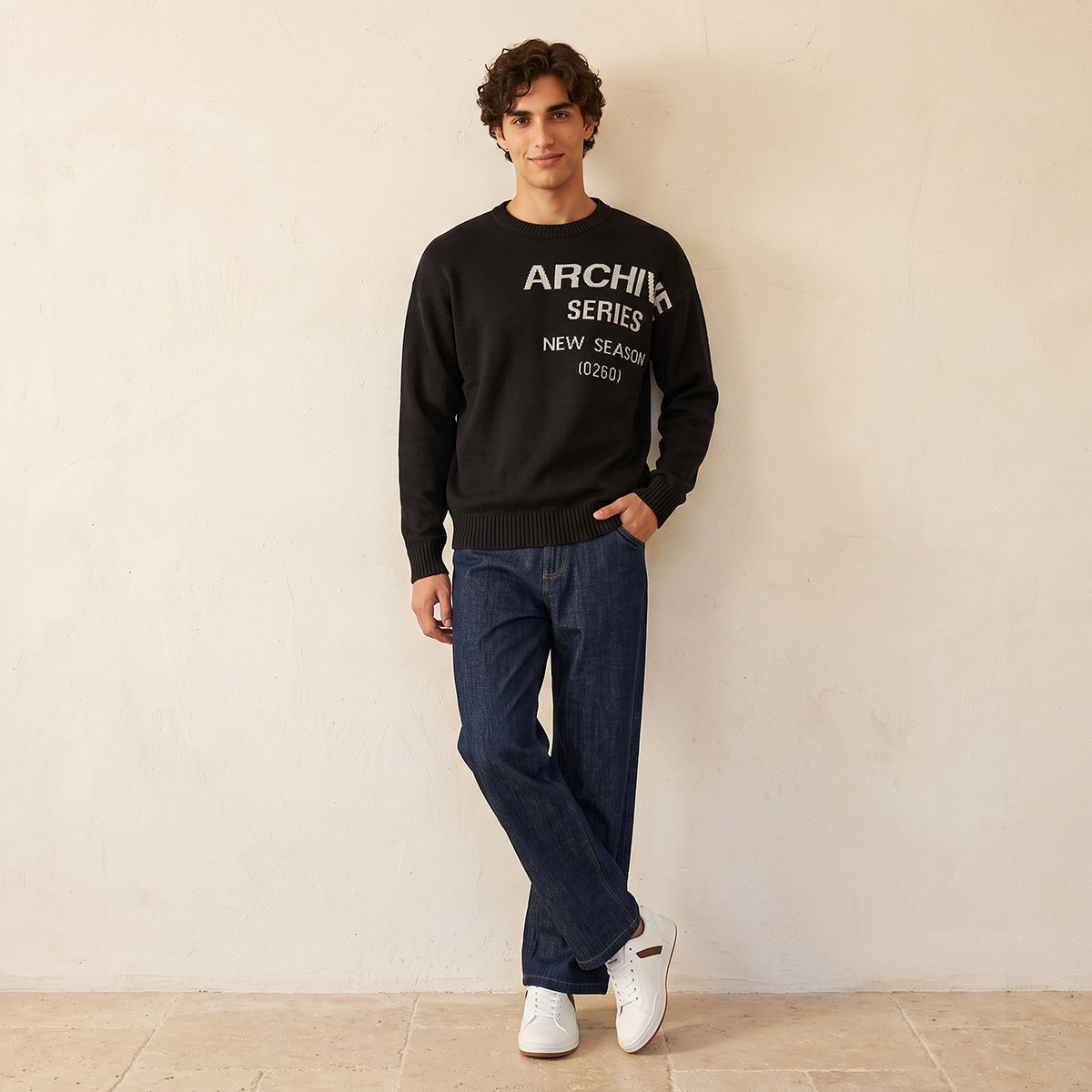 كنزة بطبعات جرافيك وياقة ضيقة من سبلاش يوث-men-clothing-sweatersandpullovers-image-2