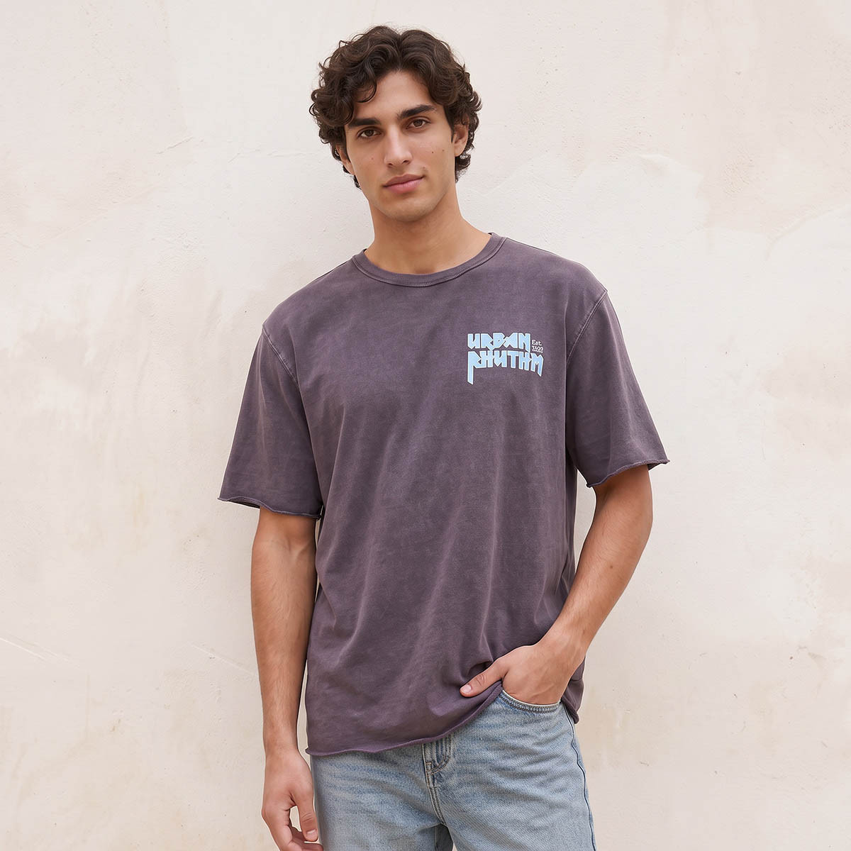 تيشيرت قطن بقصة عادية وياقة ضيقة من سبلاش يوث-men-clothing-tshirtsandpolos-tshirts-image-1