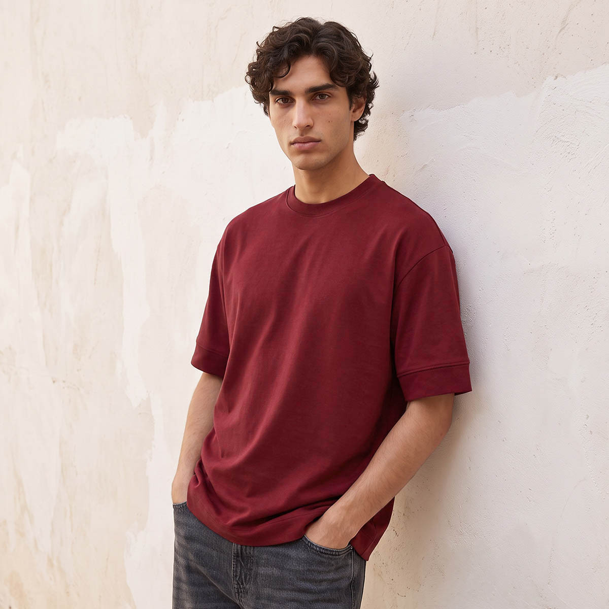 تيشيرت للشباب بياقة ضيقة وقصة بوكسي من سبلاش-men-clothing-tshirtsandpolos-tshirts-image-1