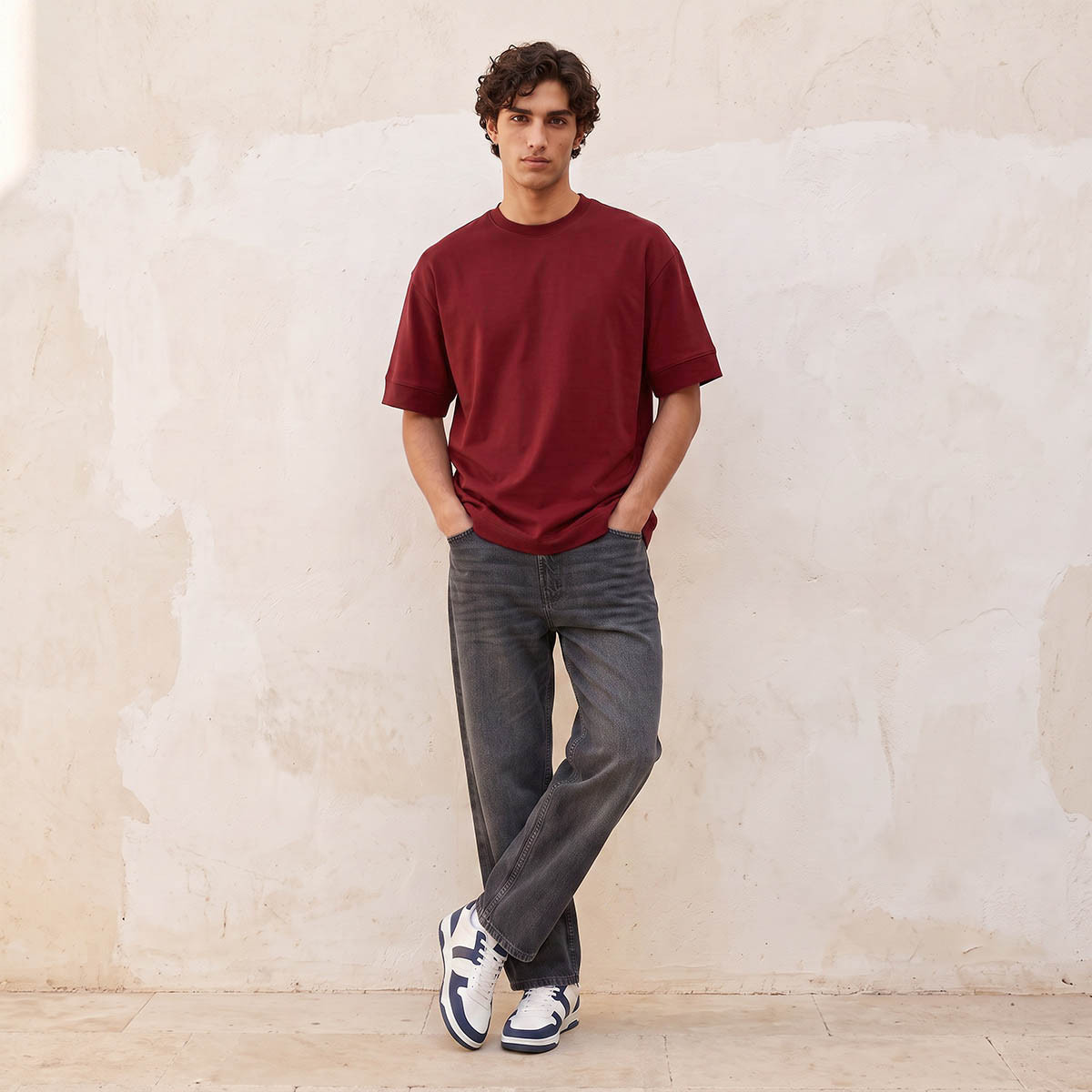 تيشيرت للشباب بياقة ضيقة وقصة بوكسي من سبلاش-men-clothing-tshirtsandpolos-tshirts-image-2