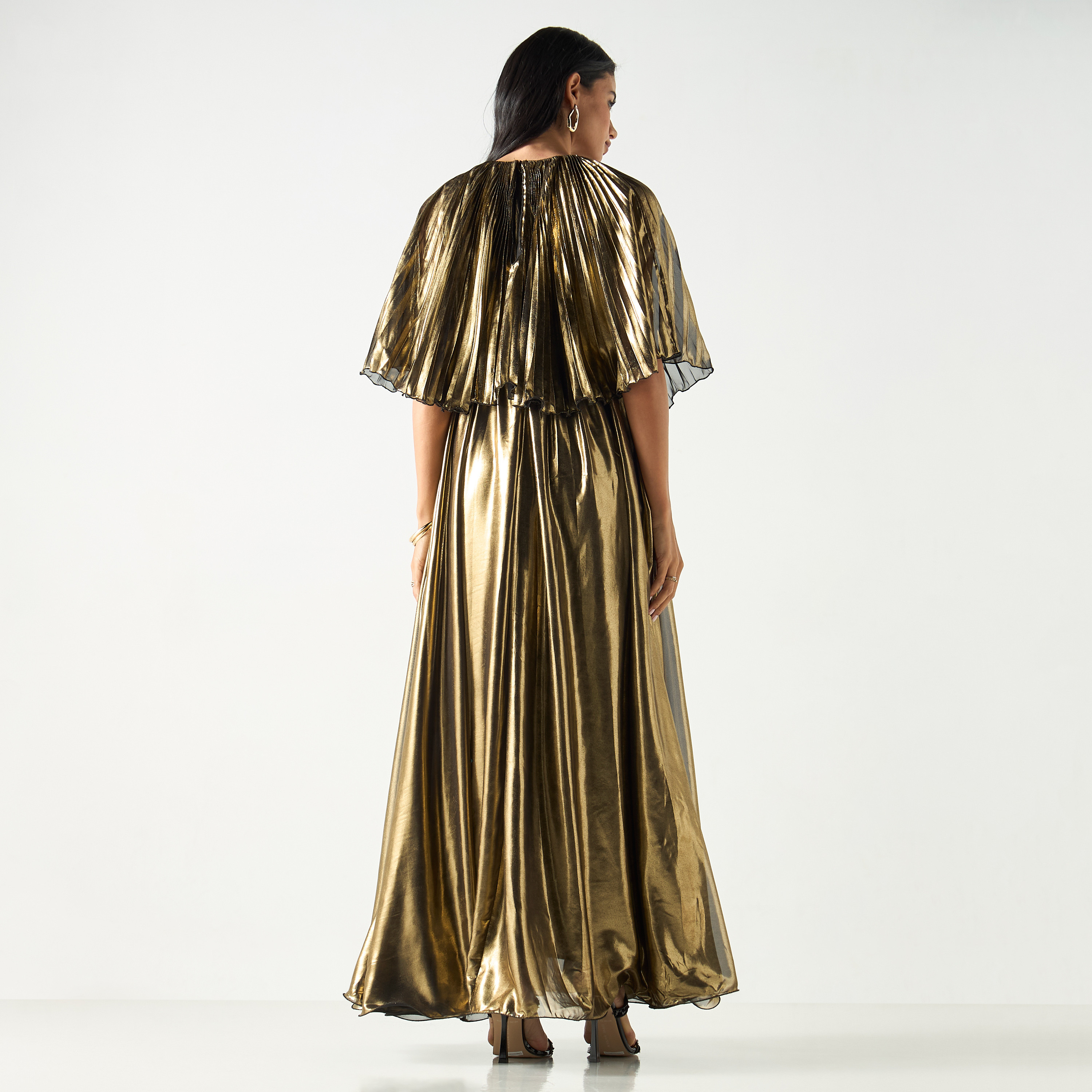Golden Apple Cape Pleated Top Maxi Dress-women-clothing-dresses-image-3