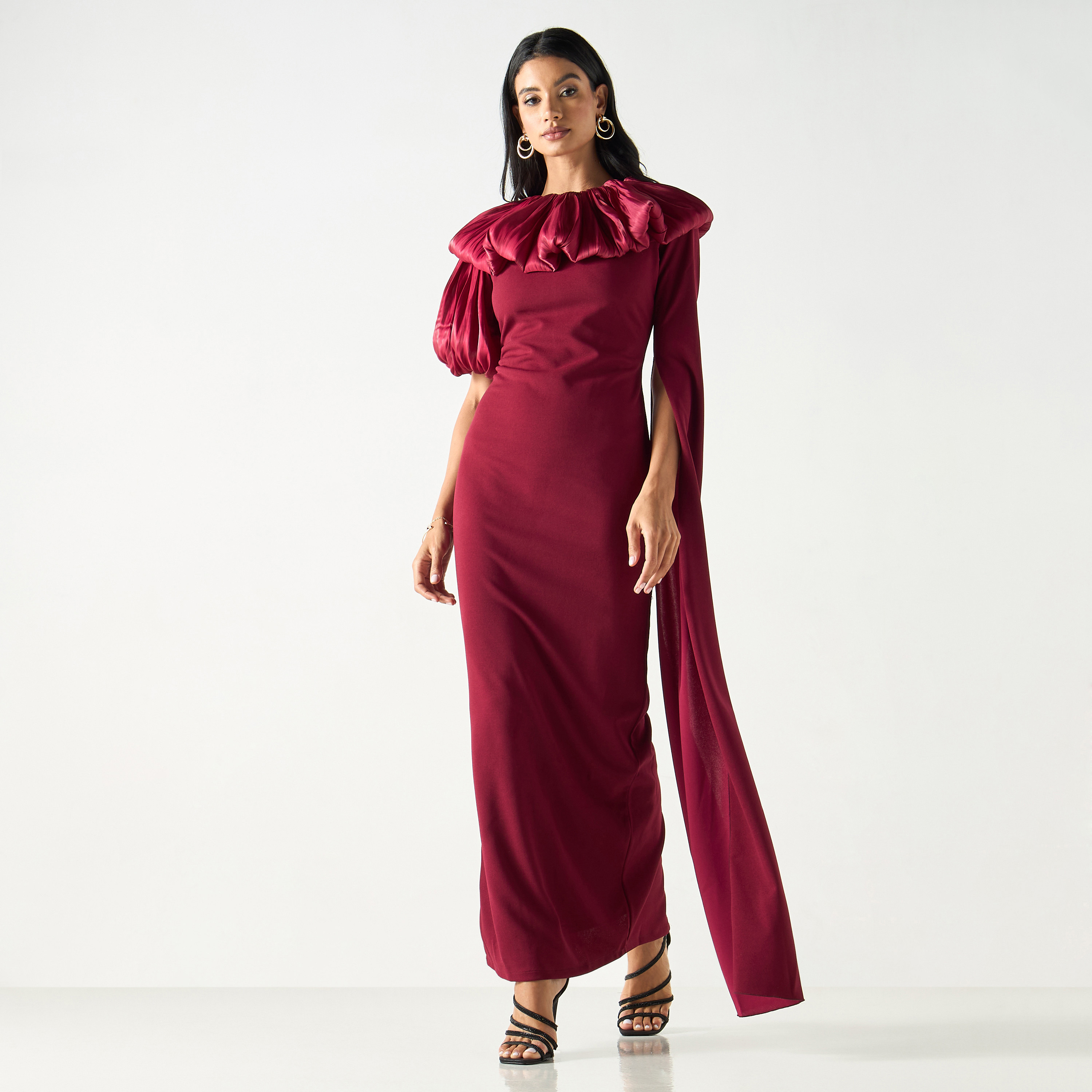 فستان سادة بكشكش وفتحة-women-clothing-dresses-image-6