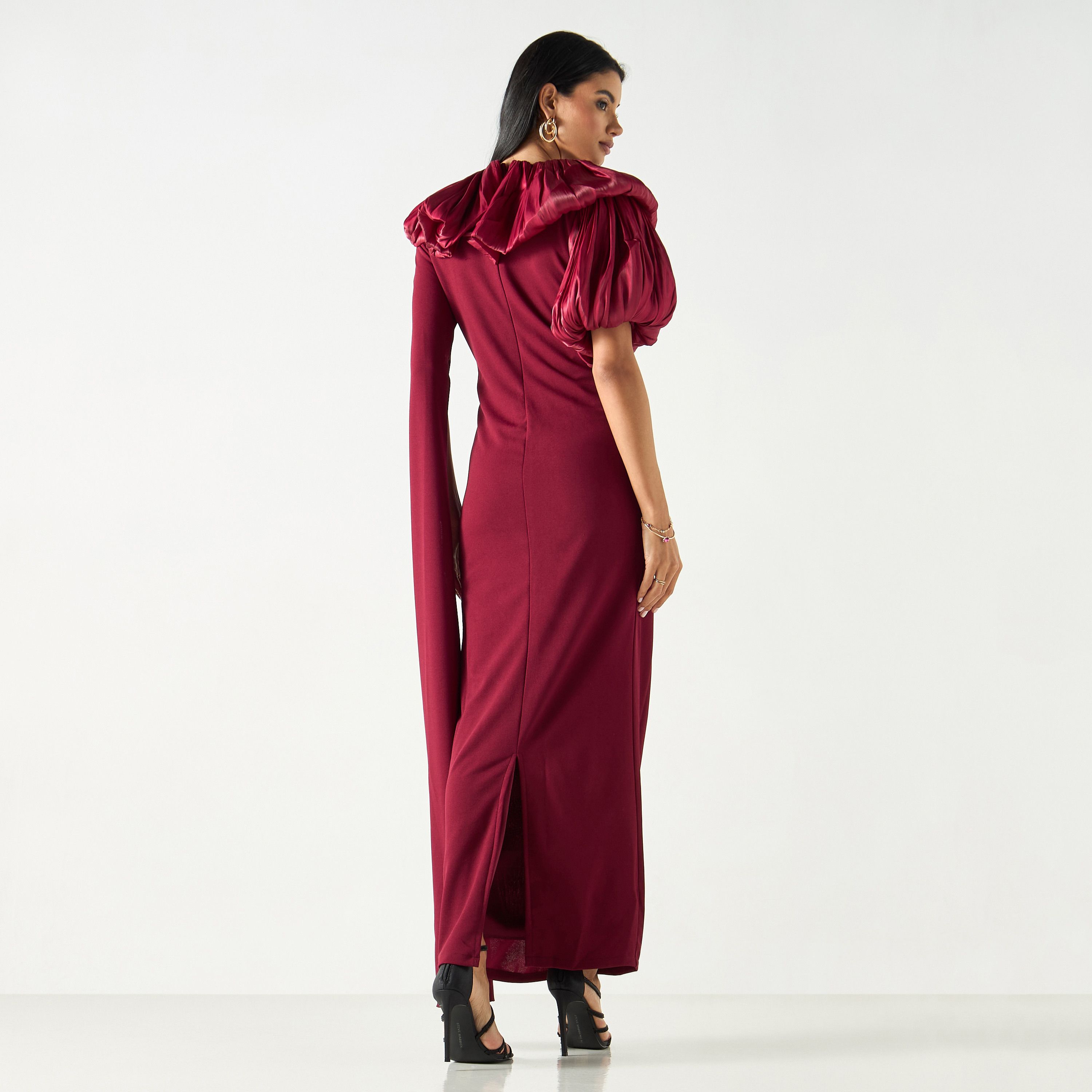 فستان سادة بكشكش وفتحة-women-clothing-dresses-image-7