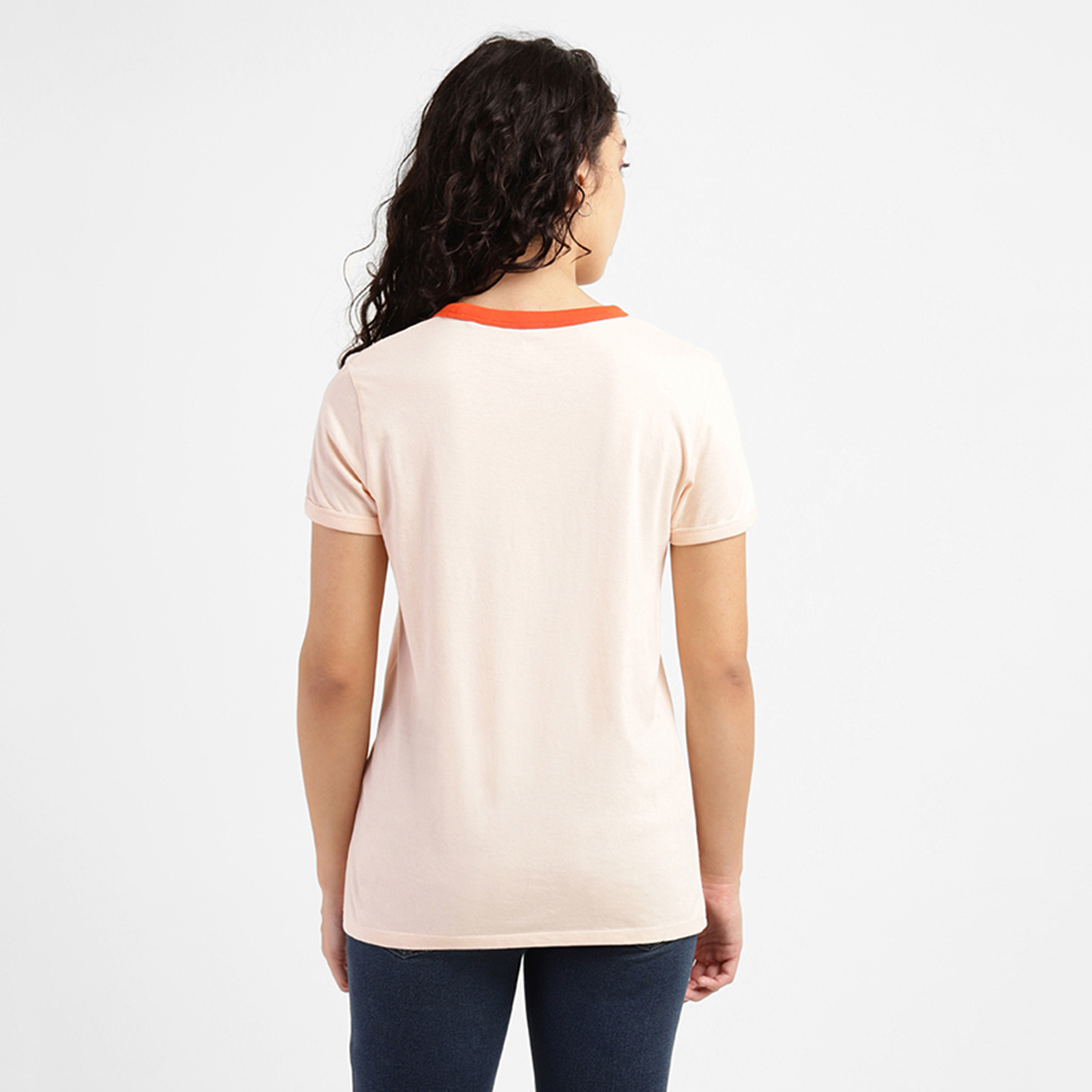 Levi's Women Orange Printed Round Neck Short Sleeves T-Shirt-women-clothing-tshirts-image-2