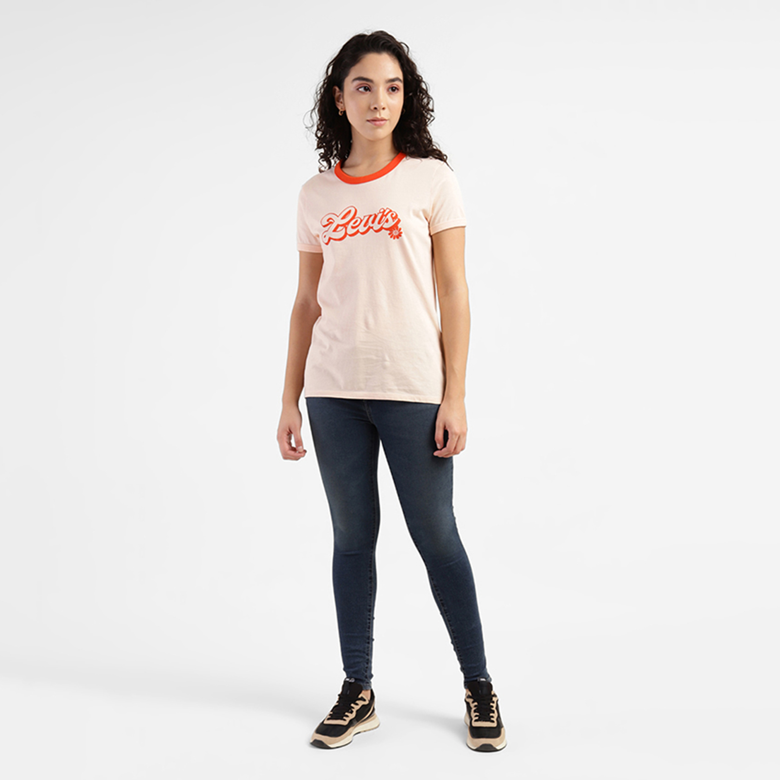 Levi's Women Orange Printed Round Neck Short Sleeves T-Shirt-women-clothing-tshirts-image-4