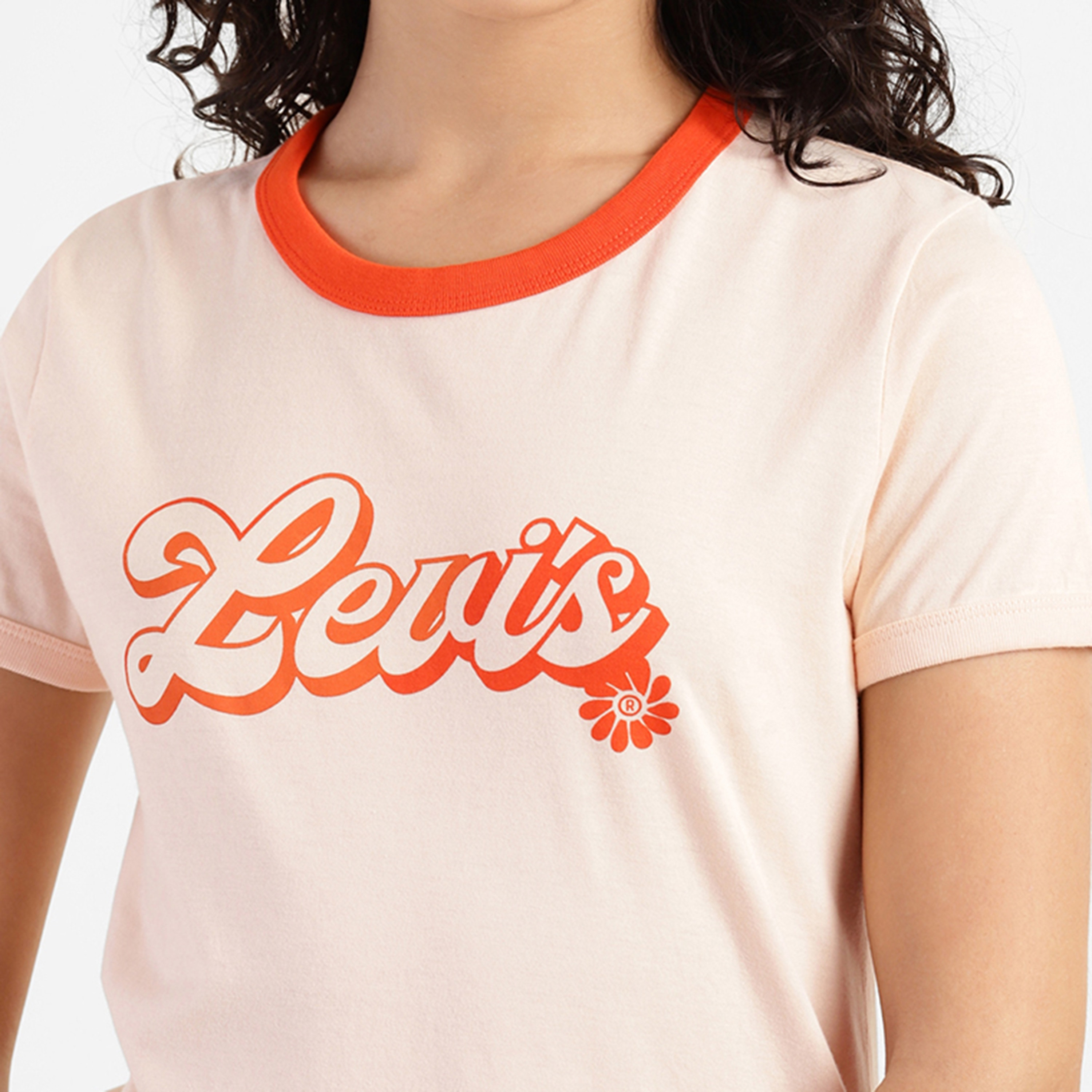 Levi's Women Orange Printed Round Neck Short Sleeves T-Shirt-women-clothing-tshirts-image-5