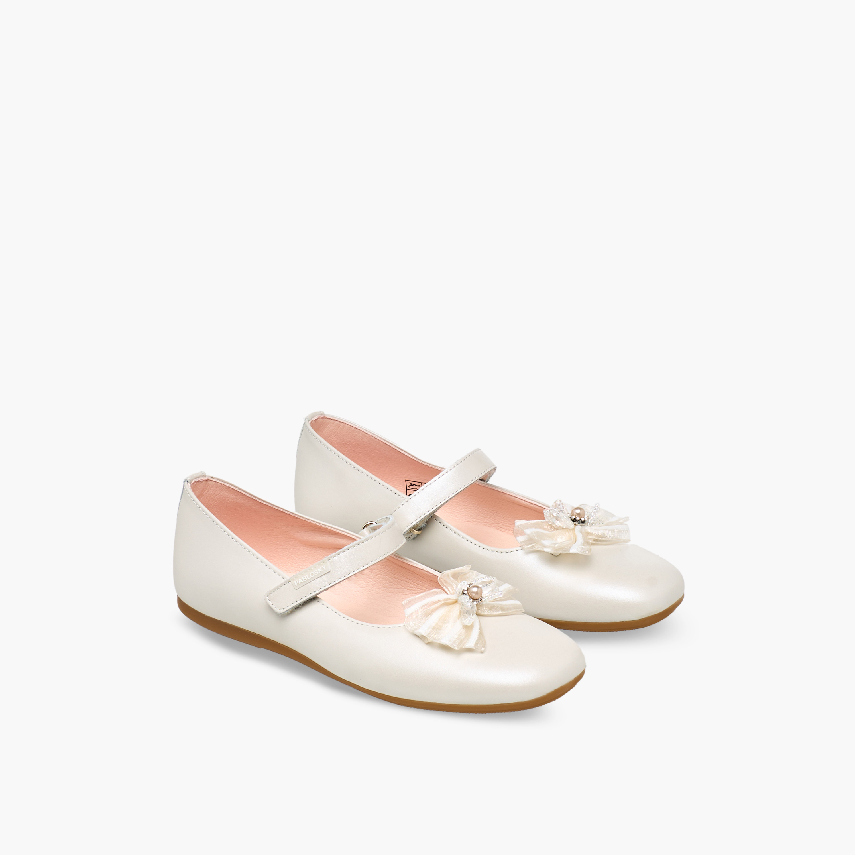 Pablosky Girls Bow Accent Hook & Loop Leather Mary Jane Shoes-girls-shoes-maryjanes-image-1