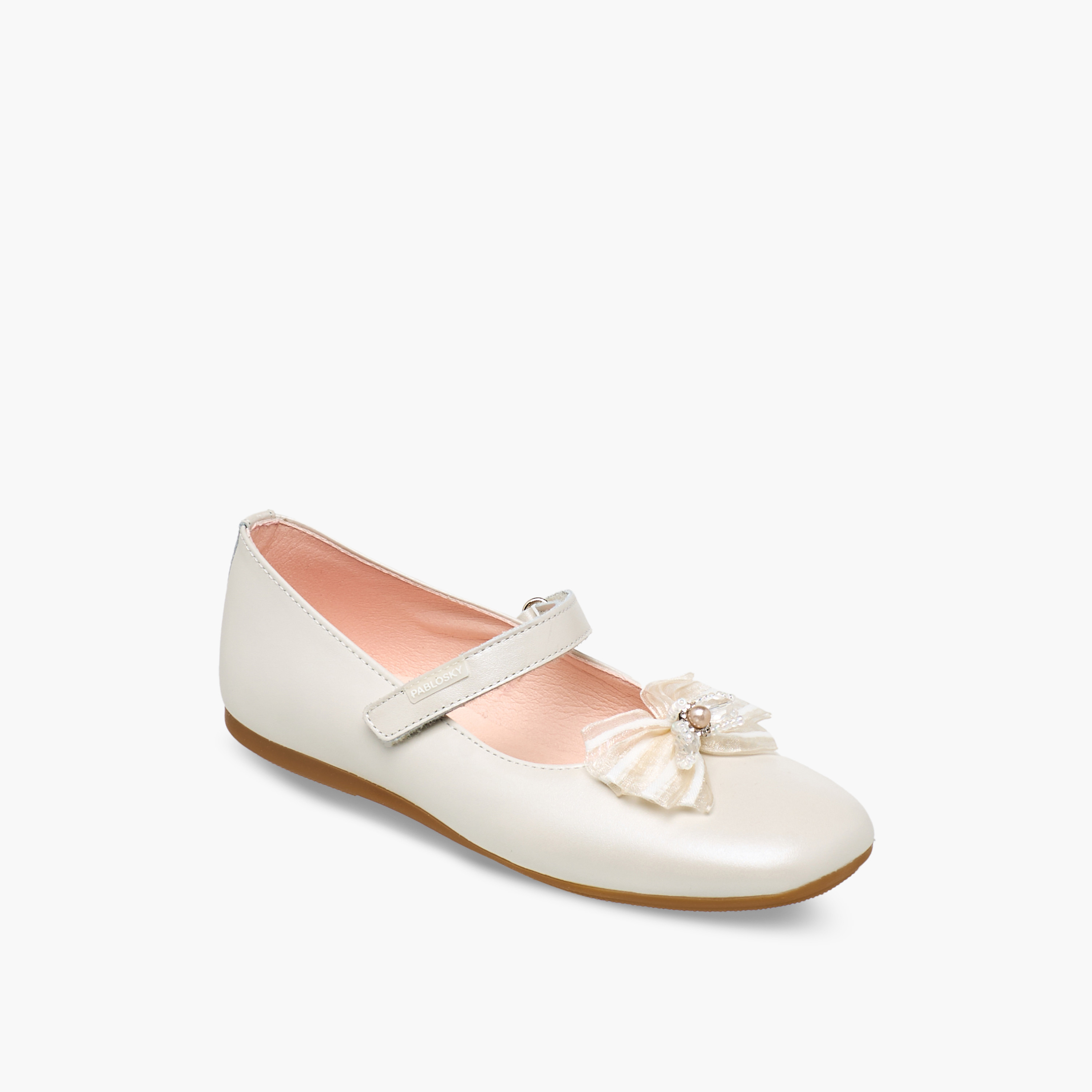 Pablosky Girls Bow Accent Hook & Loop Leather Mary Jane Shoes-girls-shoes-maryjanes-image-2