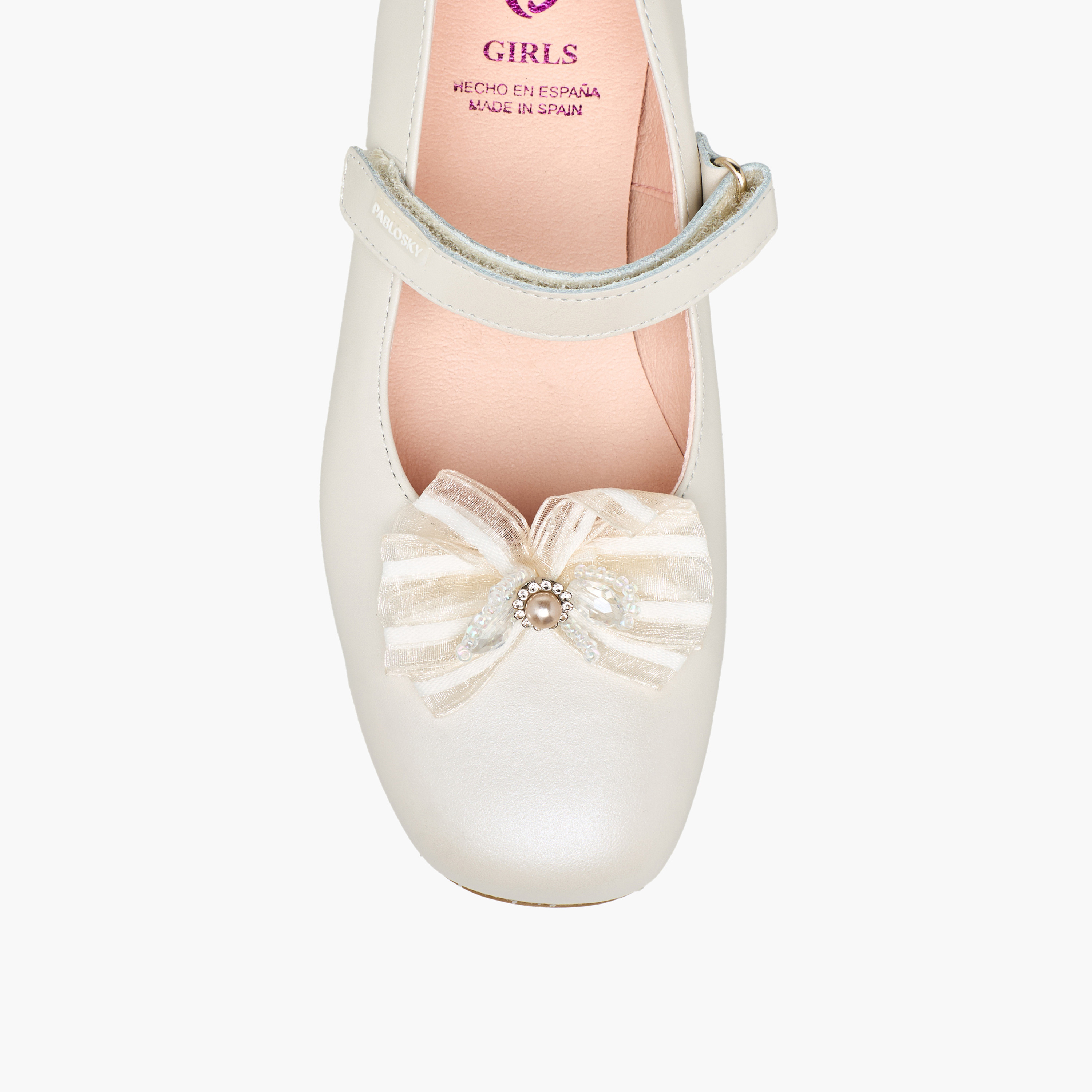 Pablosky Girls Bow Accent Hook & Loop Leather Mary Jane Shoes-girls-shoes-maryjanes-image-4
