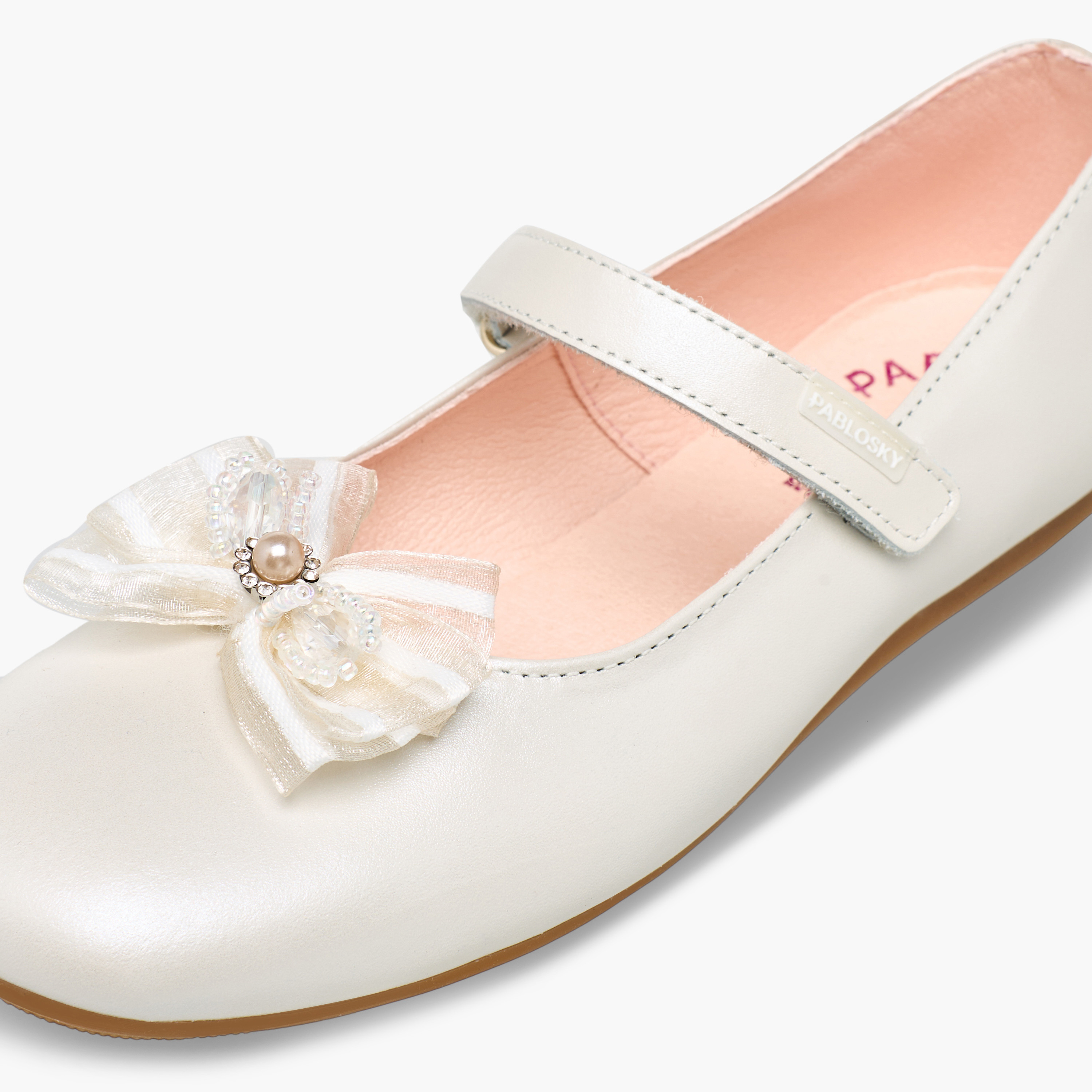 Pablosky Girls Bow Accent Hook & Loop Leather Mary Jane Shoes-girls-shoes-maryjanes-image-6