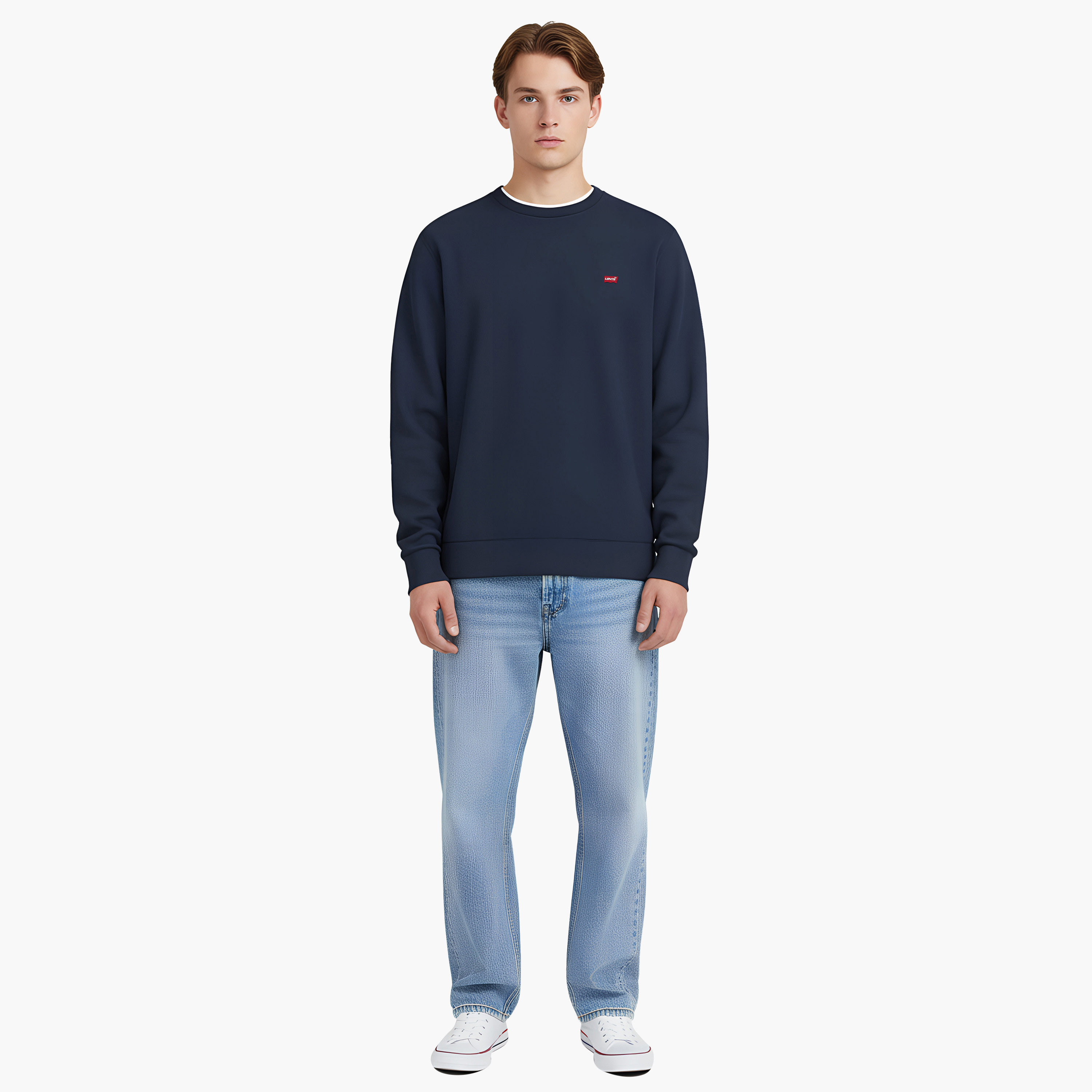 Levi's Plain Crew Neck Long Sleeves Men's Sweatshirt-men-winterwear-hoodiesandsweatshirts-image-2
