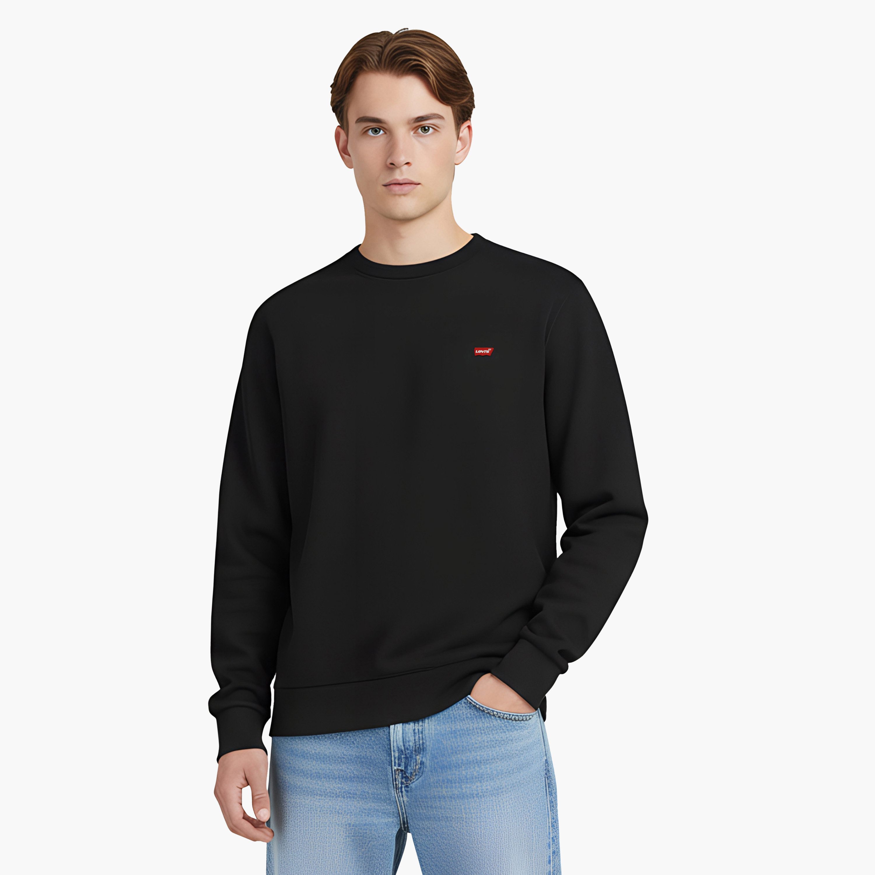 سويت شيرت رجالي سادة برقبة دائرية وأكمام طويلة من ليفايس-men-winterwear-hoodiesandsweatshirts-image-1