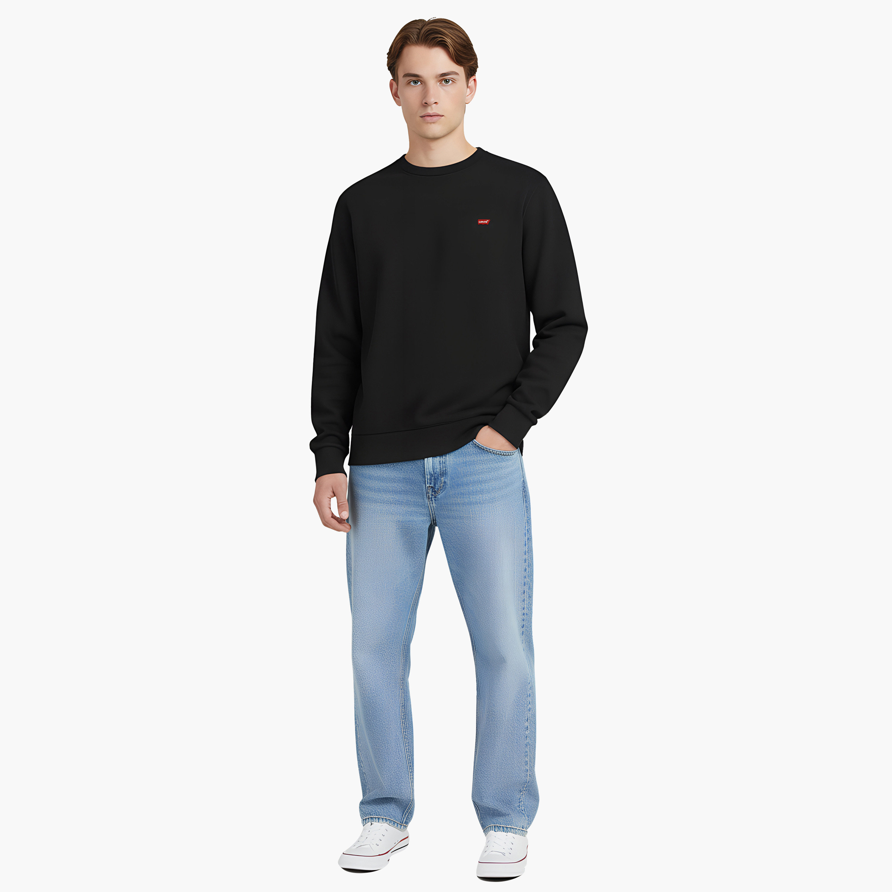 سويت شيرت رجالي سادة برقبة دائرية وأكمام طويلة من ليفايس-men-winterwear-hoodiesandsweatshirts-image-2