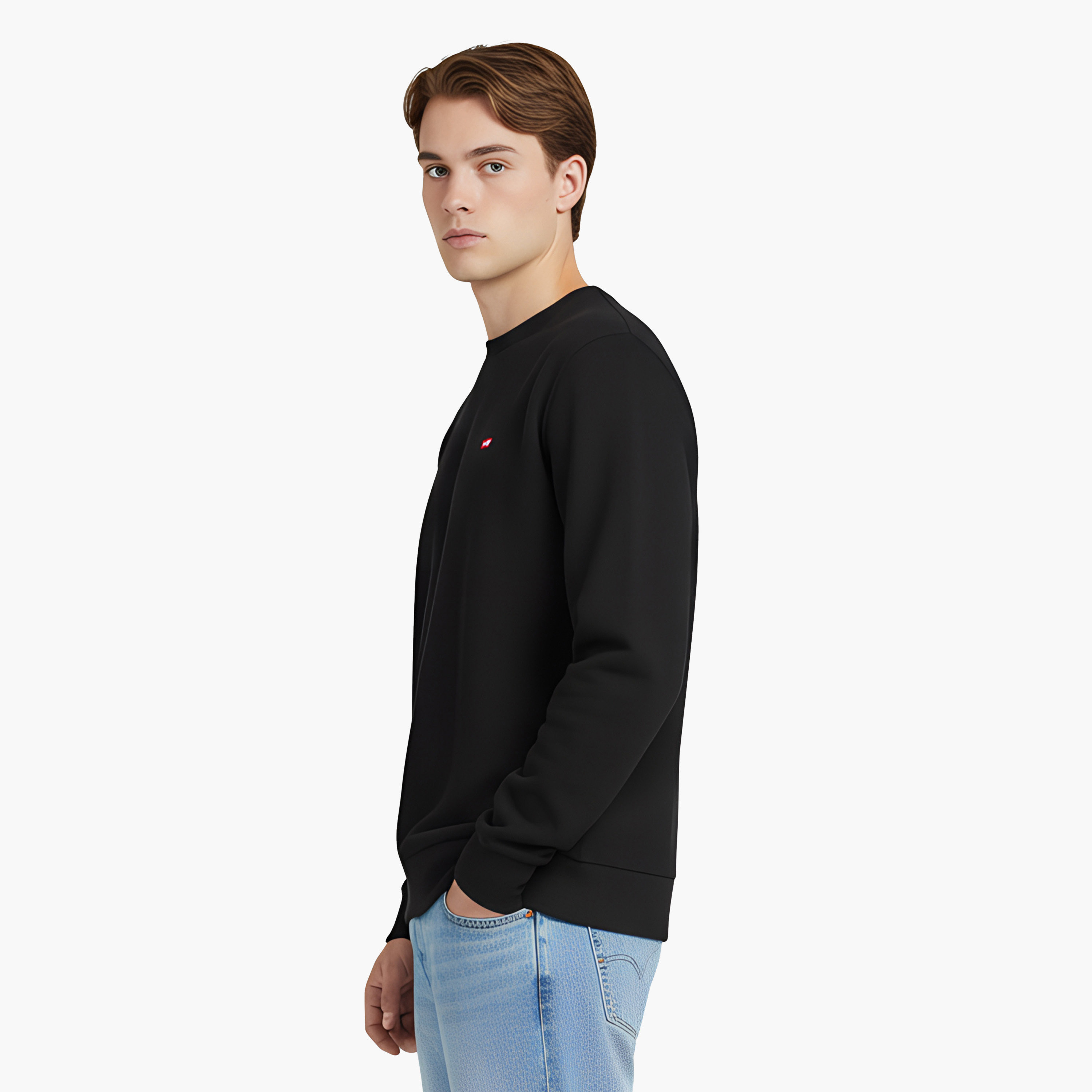Levi's Plain Crew Neck Long Sleeves Men's Sweatshirt-men-winterwear-hoodiesandsweatshirts-image-3