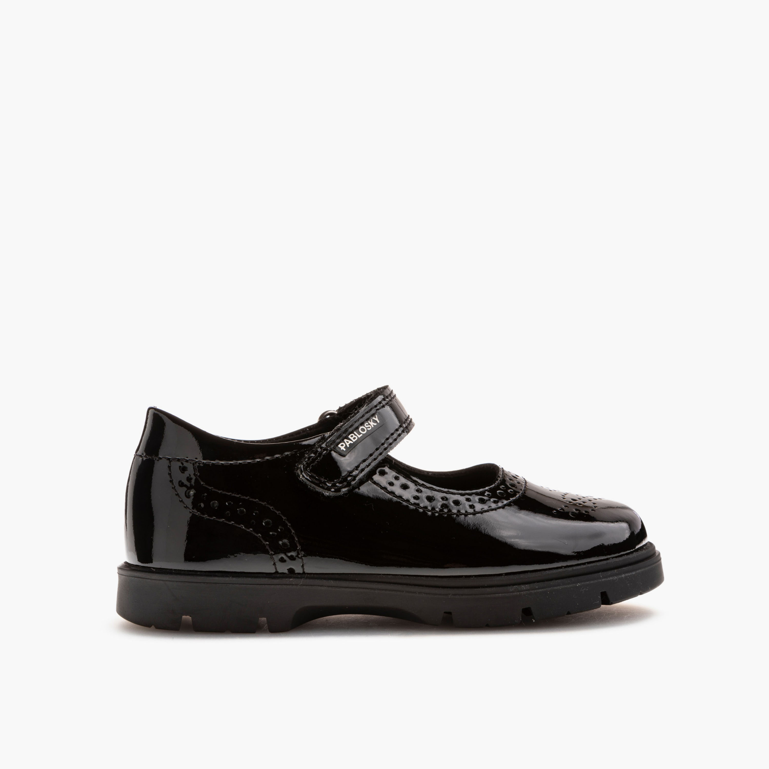 Pablosky Girls Leather Hook & Loop School Shoes-girls-shoes-schoolshoes-image-1
