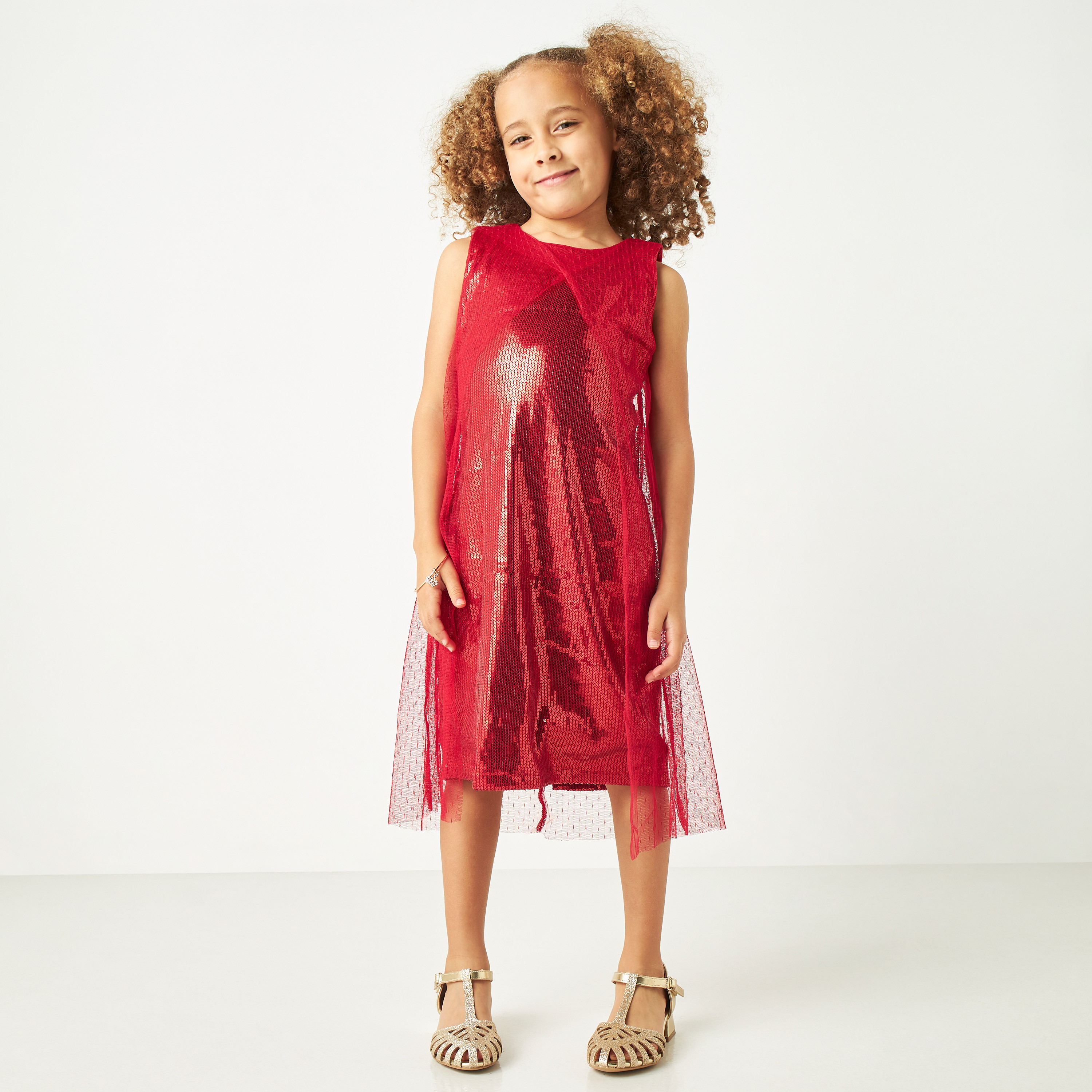 فستان مزين دون أكمام بطبقة شبكية من ليتل جولدن أبل-girls-clothing-dressesandjumpsuits-image-2