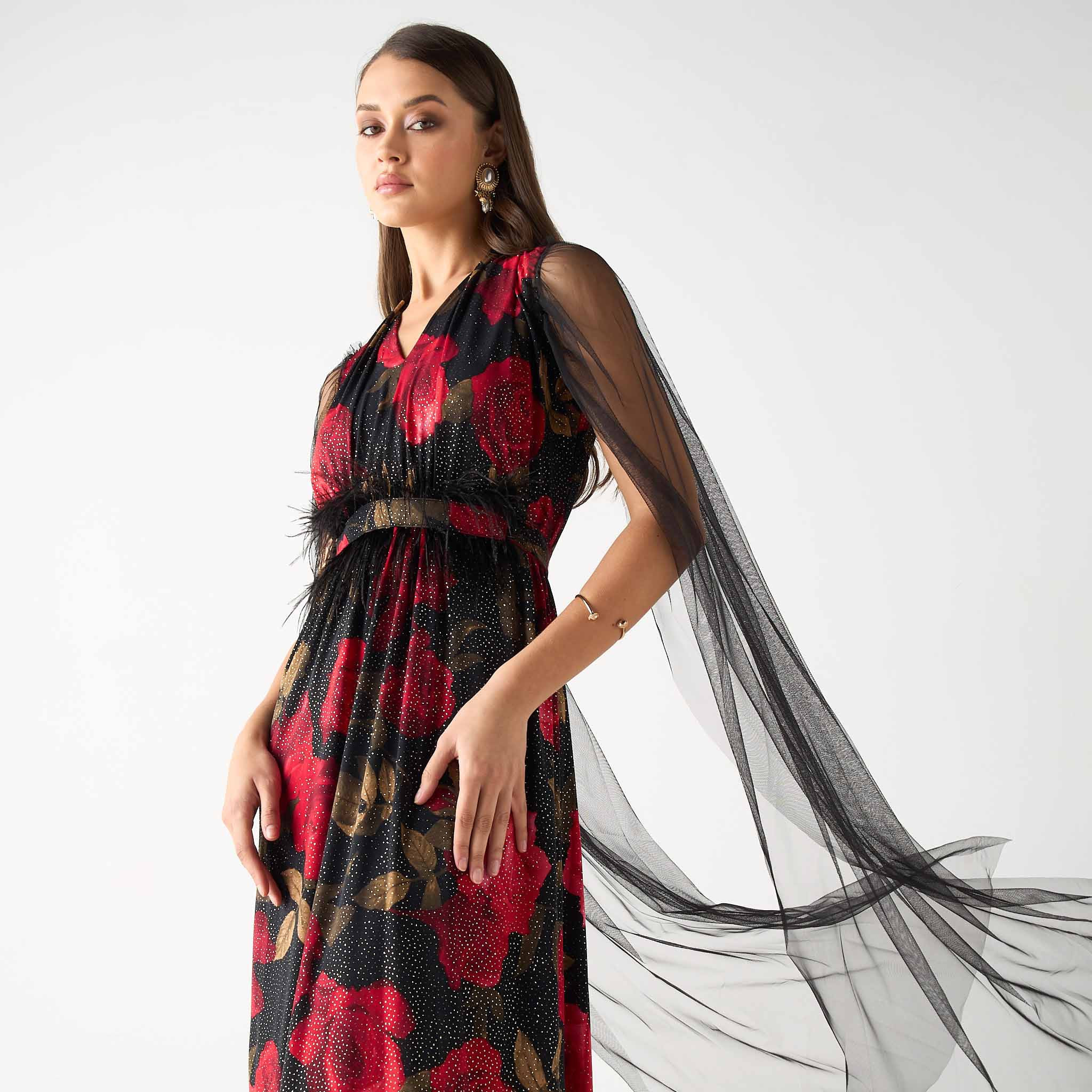 Golden Apple All-Over Floral Print Maxi Dress with V-neck and Mesh Detail-women-clothing-dresses-image-4