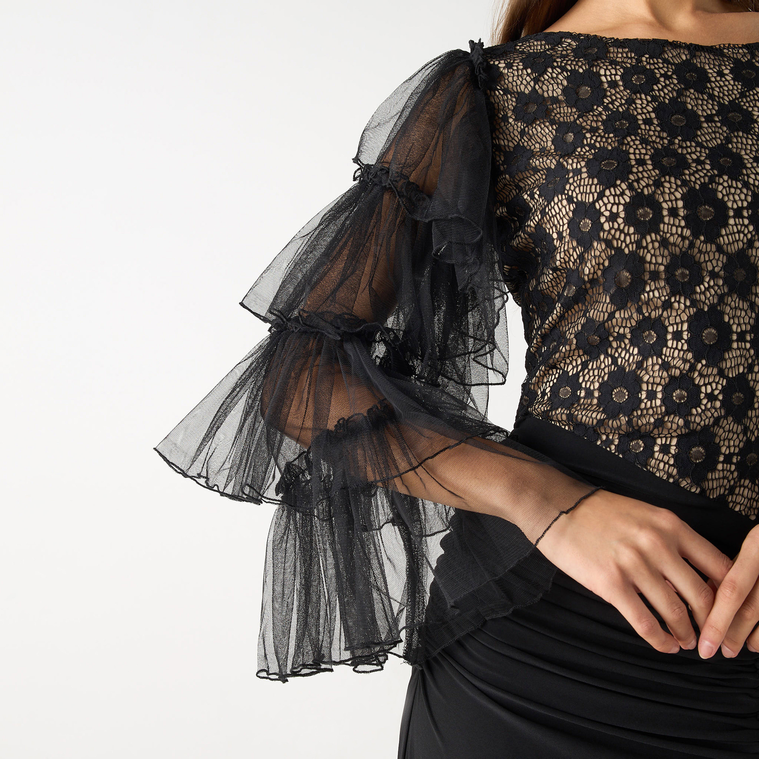 Golden Apple Solid Maxi Dress with Lace and Ruffle Detail-women-clothing-dresses-image-6