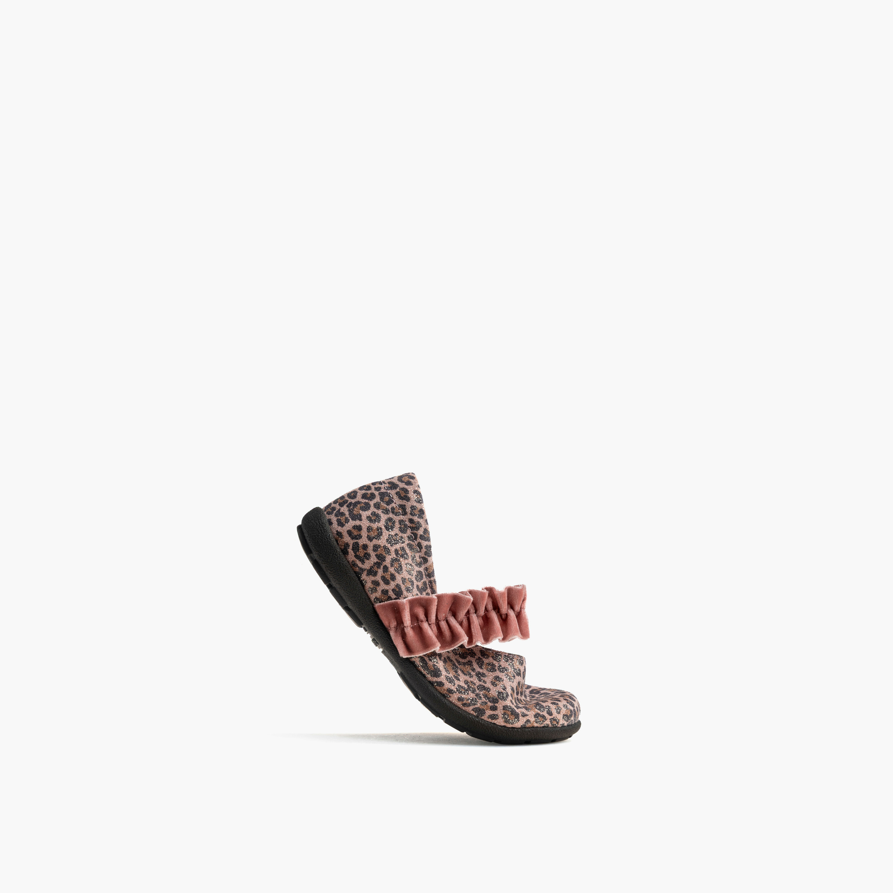 Pablosky Ballerina Shoes with Ruffle Elasticated Strap, Animal Print-baby-girls-shoes-closedshoes-image-4