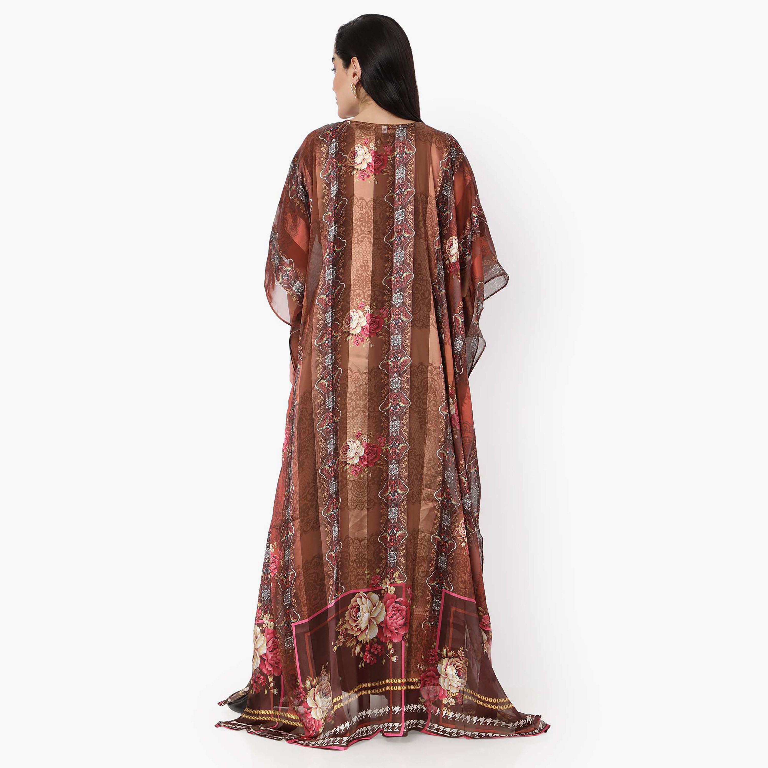 قفطان احتفالي نسائي مطبوع مطرز وتفاصيل عقدة عند الرقبة وأكمام واسعة من هانا آند سارة-women-arabicclothing-jalabiyas-image-8