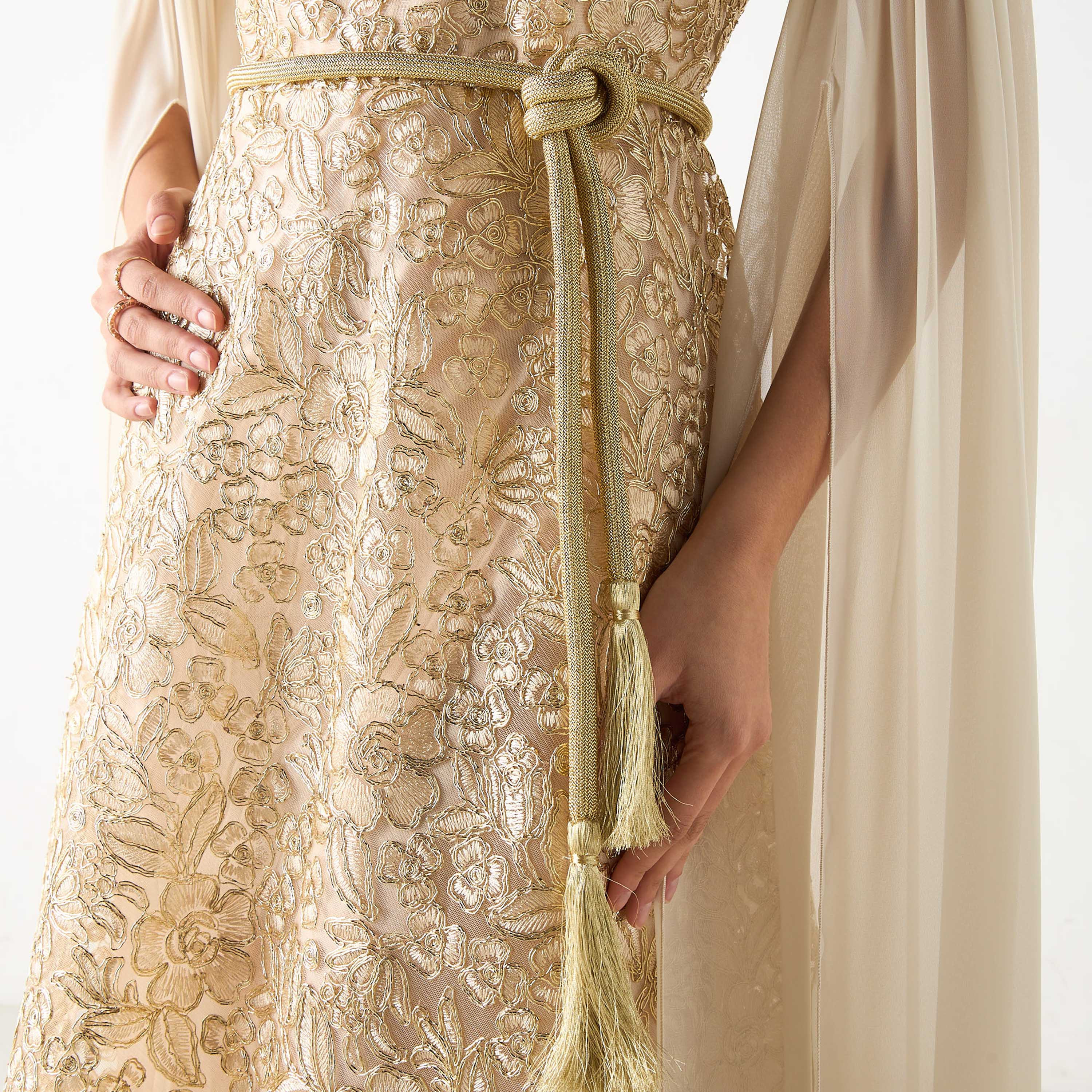 Golden Apple Lace Detail High Neck Maxi Dress with Knot Belt-women-clothing-dresses-image-11
