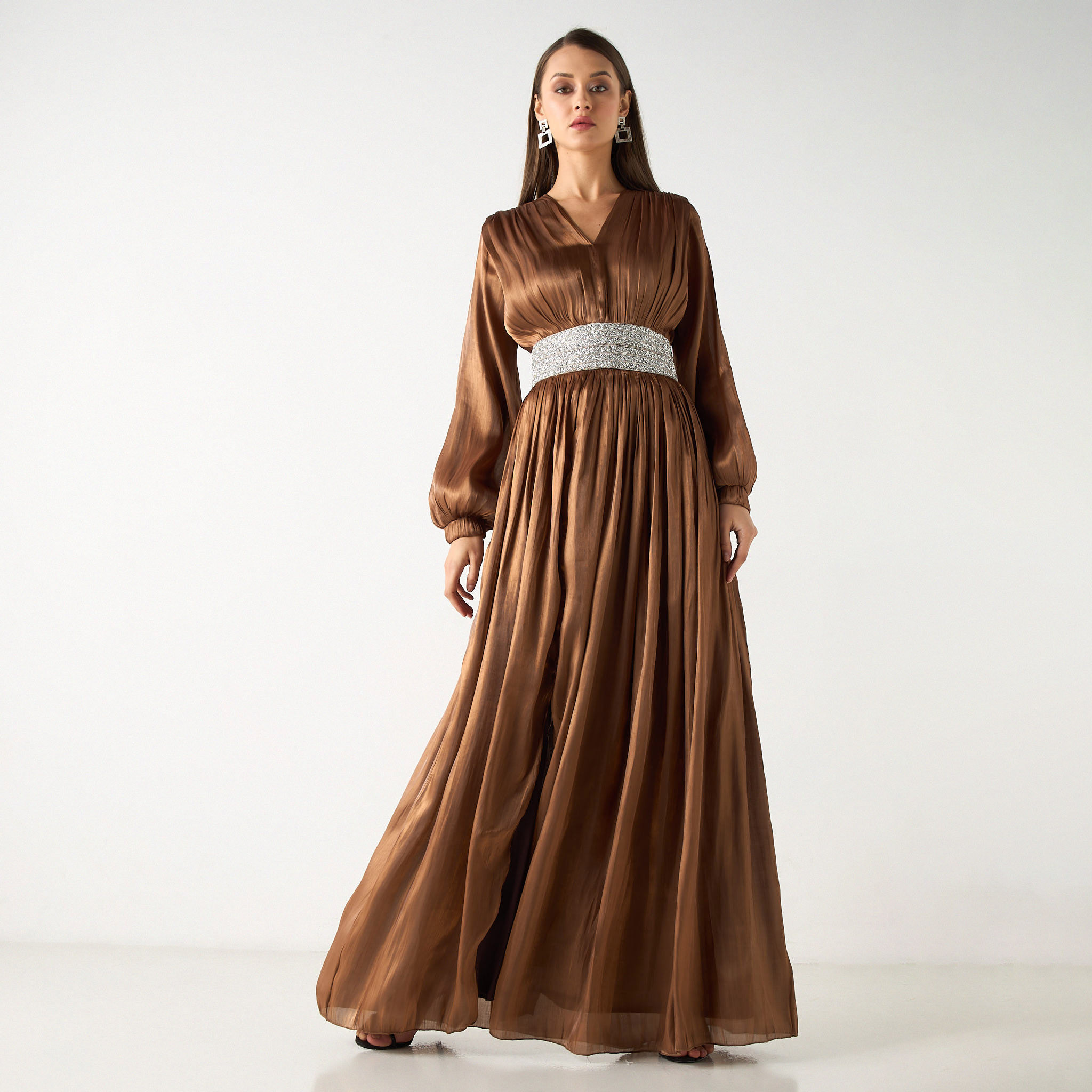 فستان طويل مع حزام مزين من جولدن أبل-women-clothing-dresses-image-13