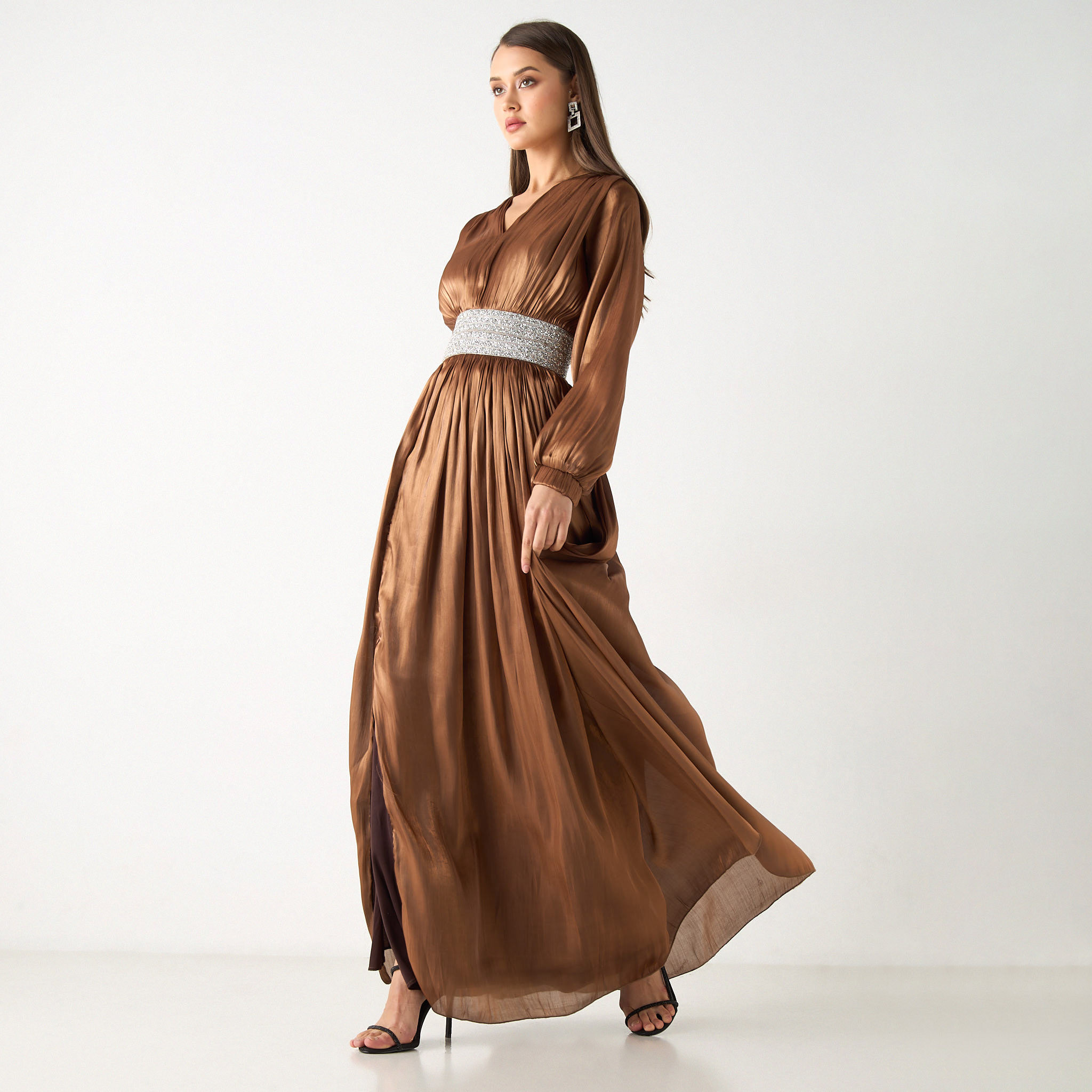 فستان طويل مع حزام مزين من جولدن أبل-women-clothing-dresses-image-14