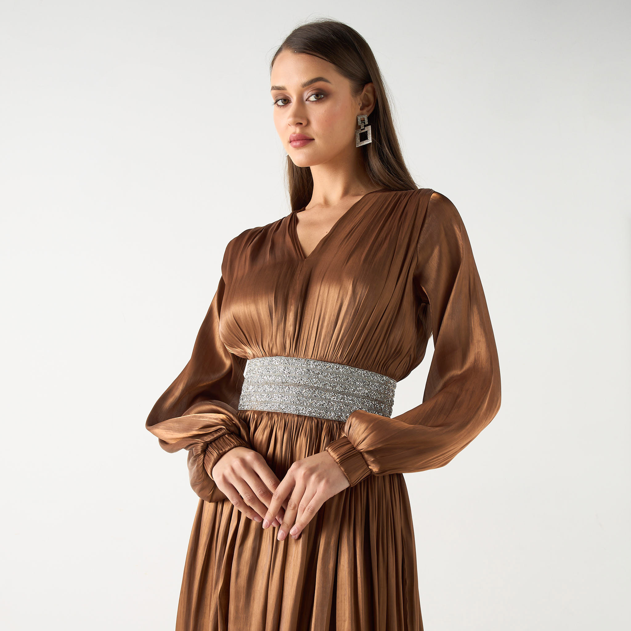فستان طويل مع حزام مزين من جولدن أبل-women-clothing-dresses-image-16