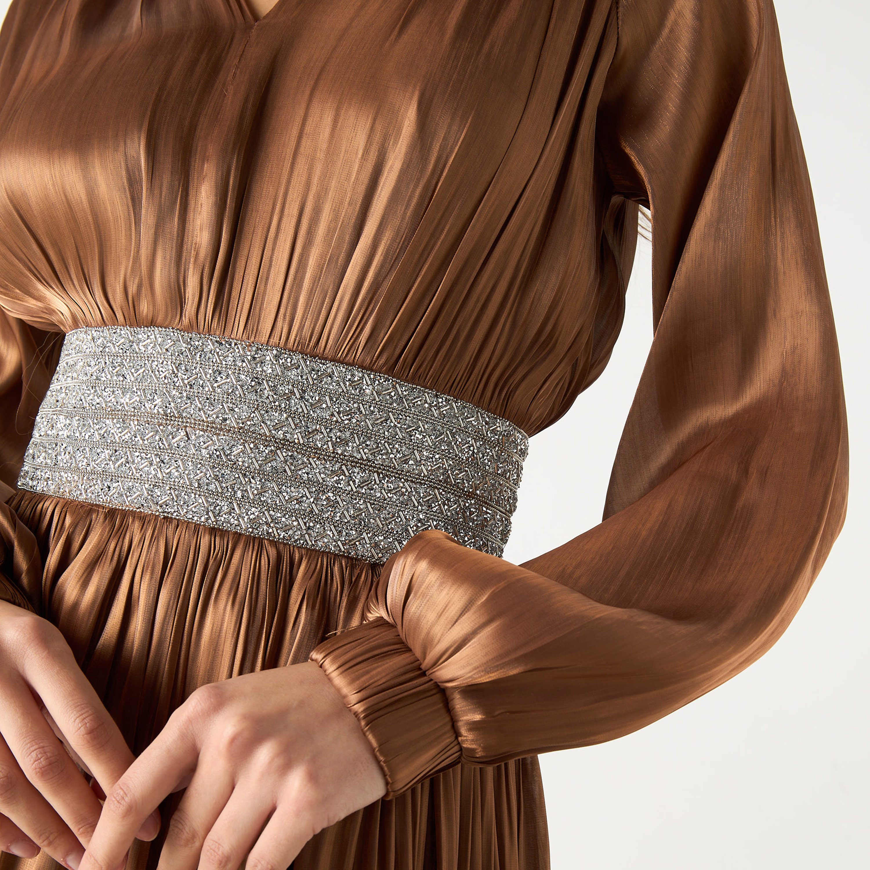 فستان طويل مع حزام مزين من جولدن أبل-women-clothing-dresses-image-17