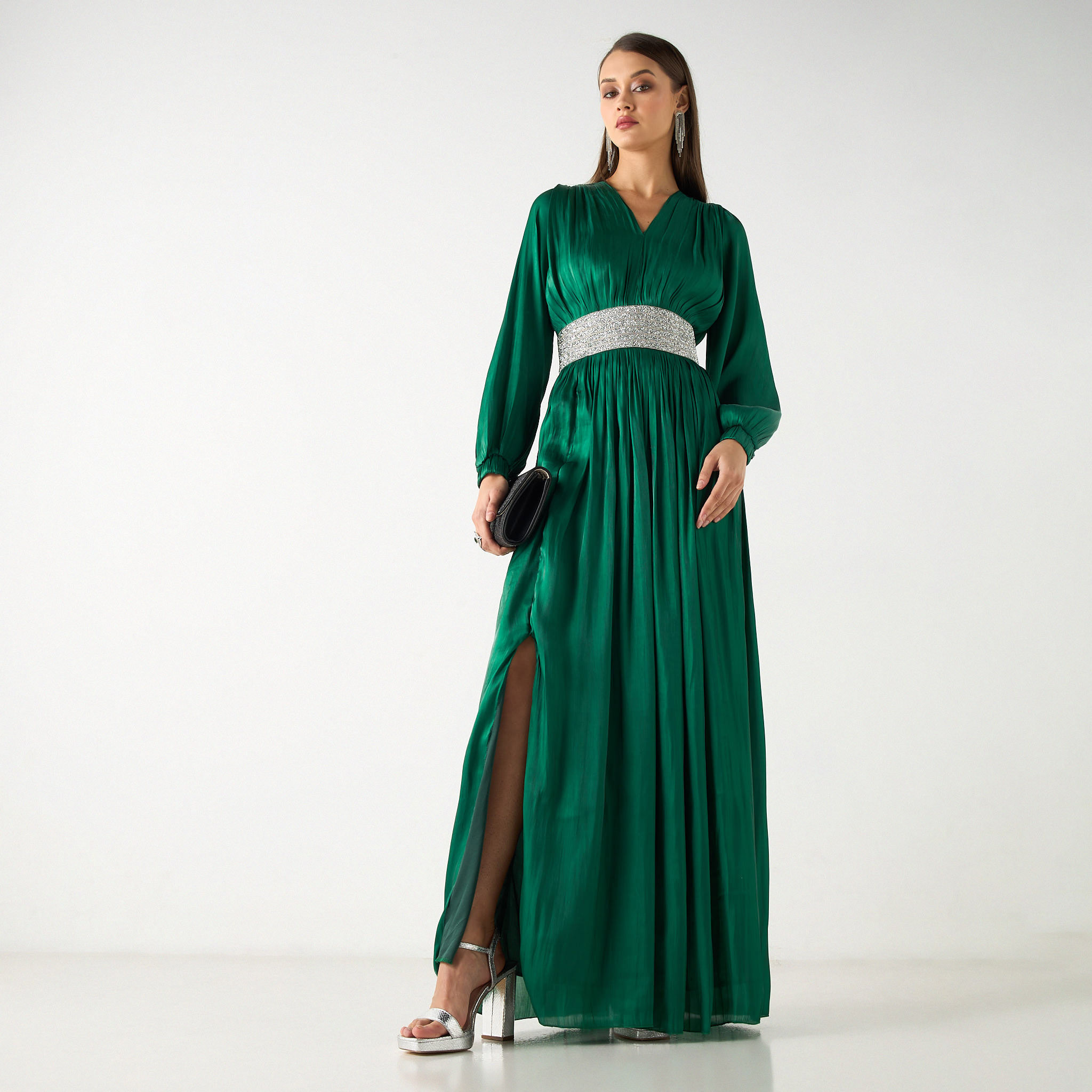 فستان طويل مع حزام مزين من جولدن أبل-women-clothing-dresses-image-7