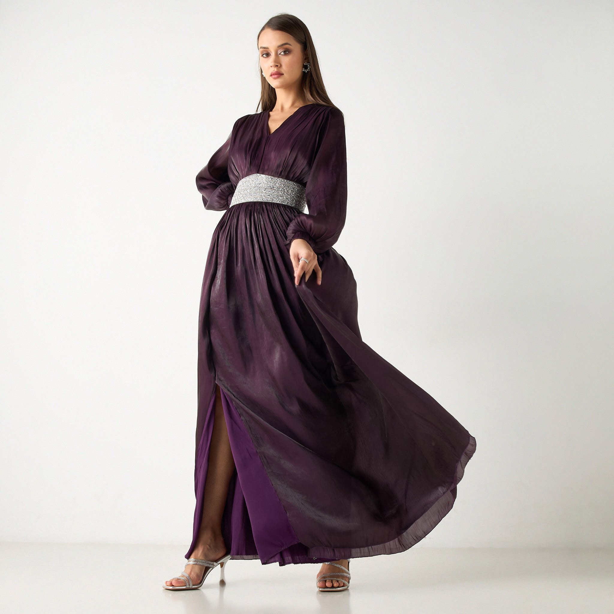 فستان طويل مع حزام مزين من جولدن أبل-women-clothing-dresses-image-1