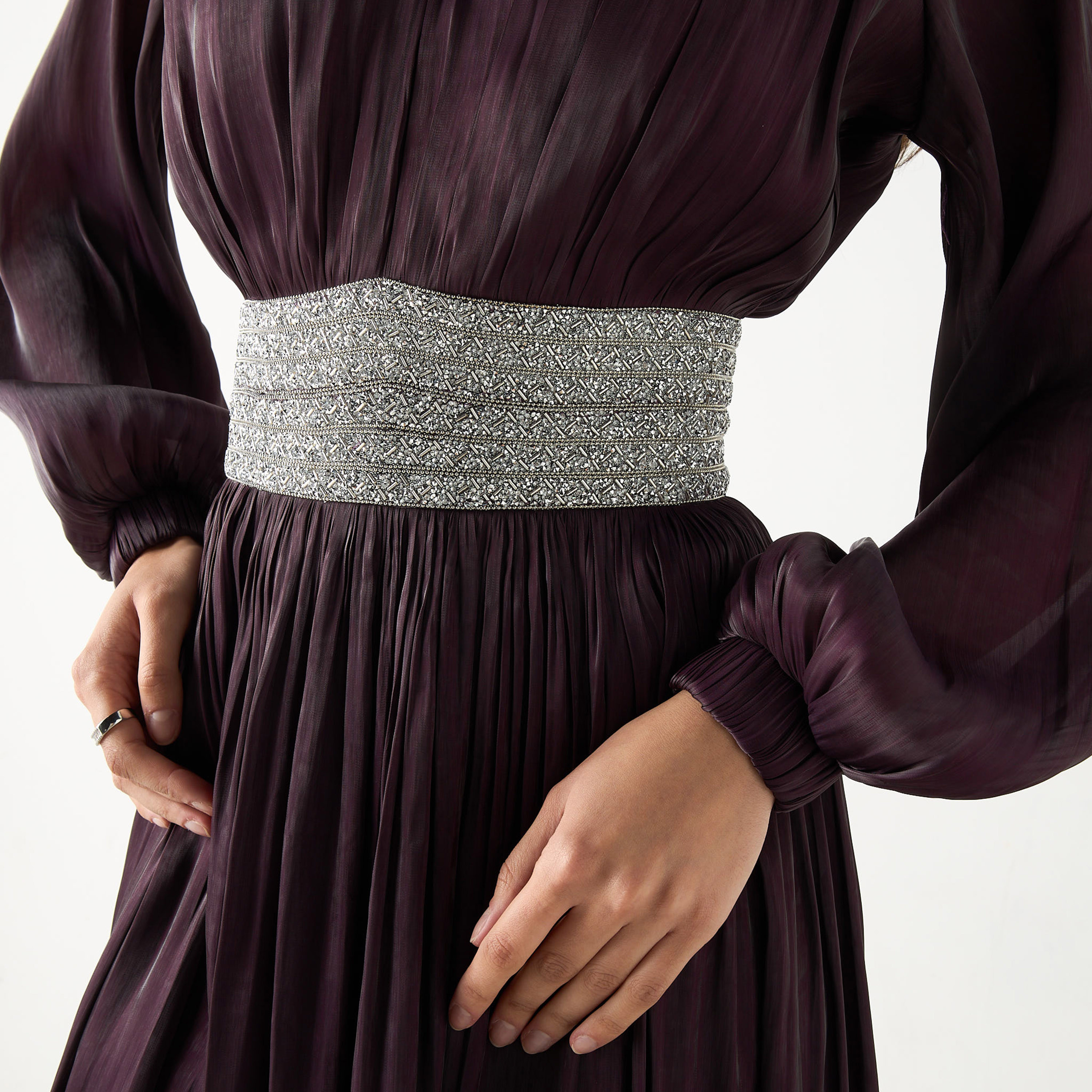 فستان طويل مع حزام مزين من جولدن أبل-women-clothing-dresses-image-5