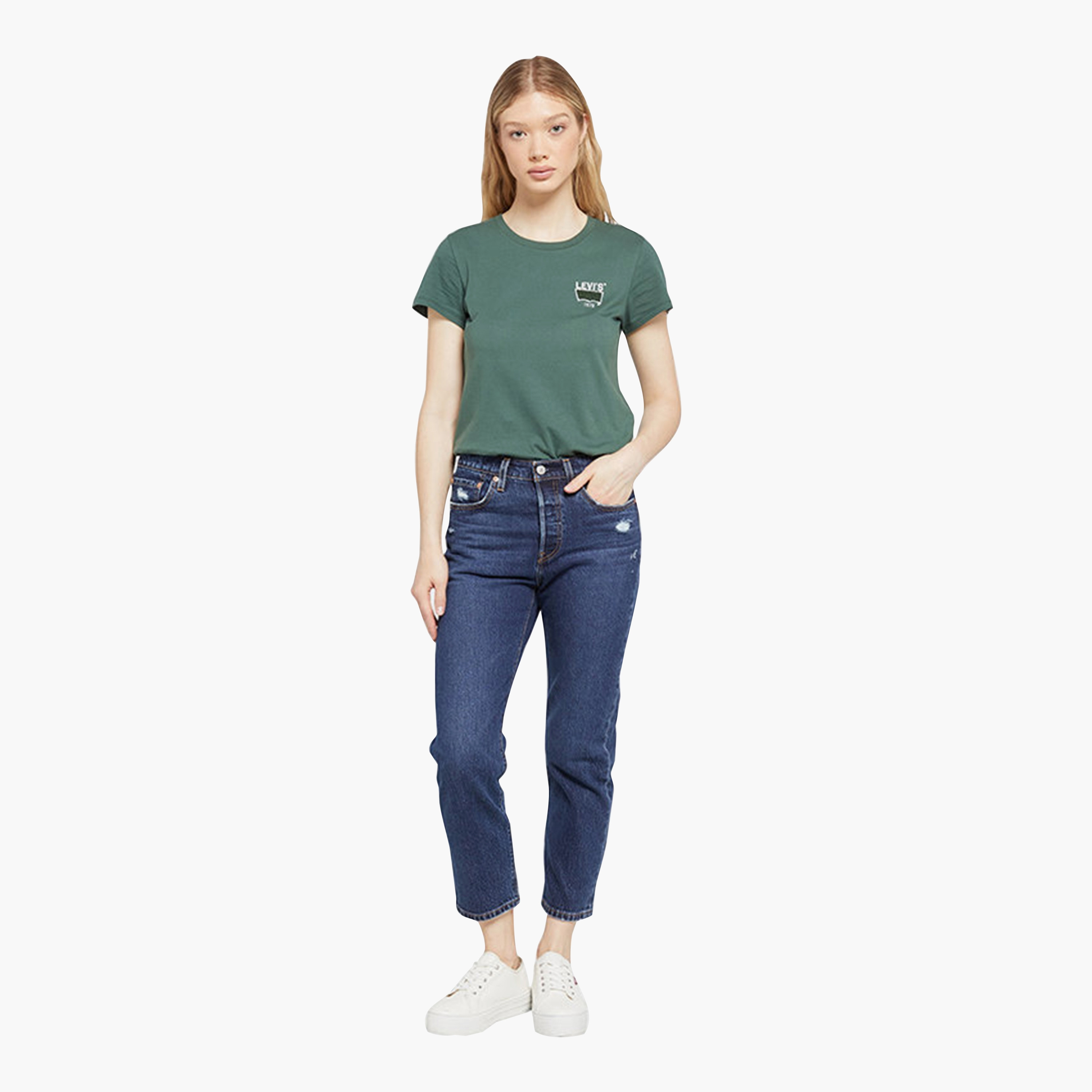 جينز حريمي 501 بقصة مستقيمة، أزرق بـ 5 جيوب، مقاس 30 من ليفايس-women-clothing-bottoms-jeans-image-2
