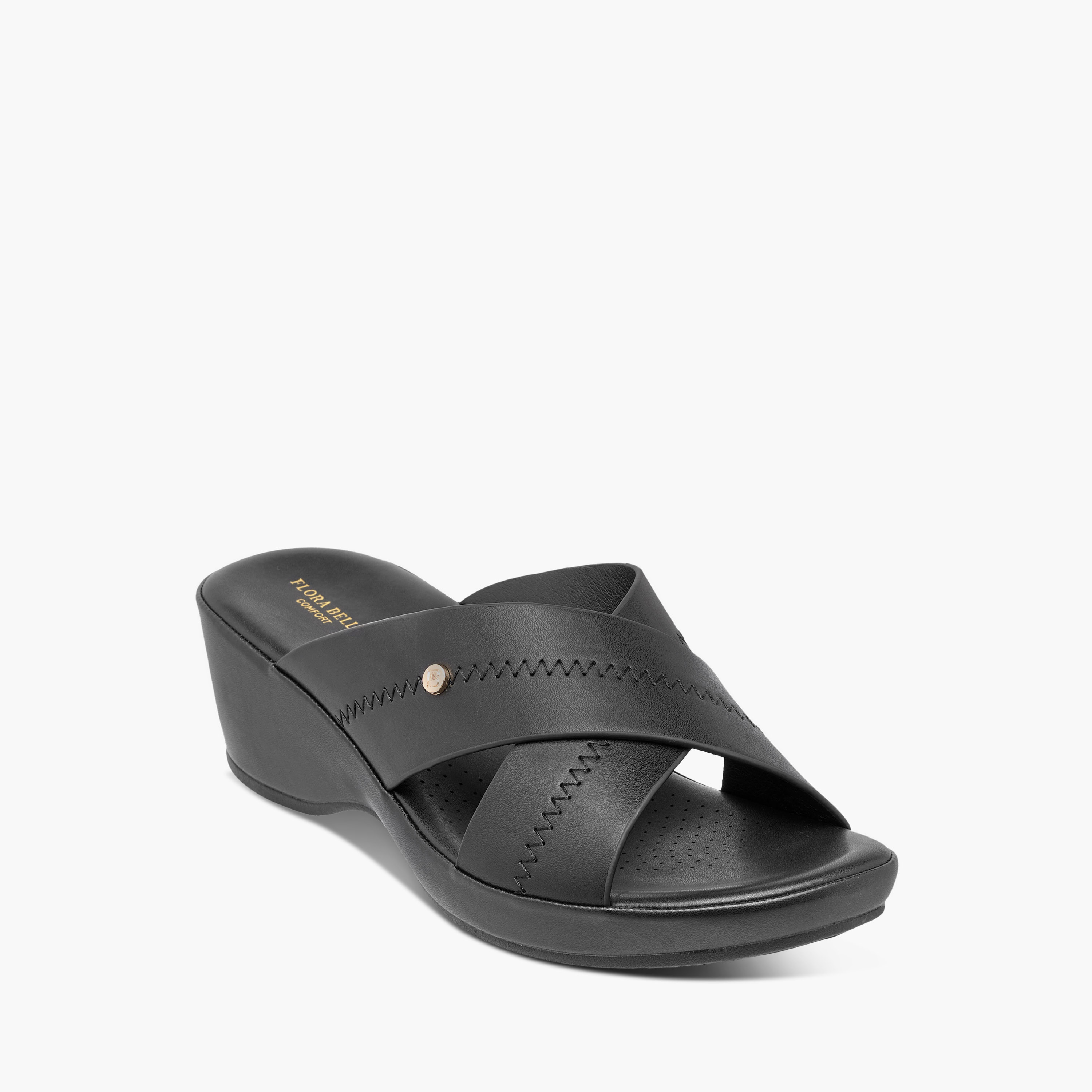 Flora Bella Solid Slip-On Cross Strap Sandals with Block Heels-women-shoes-sandals-heeled-image-2